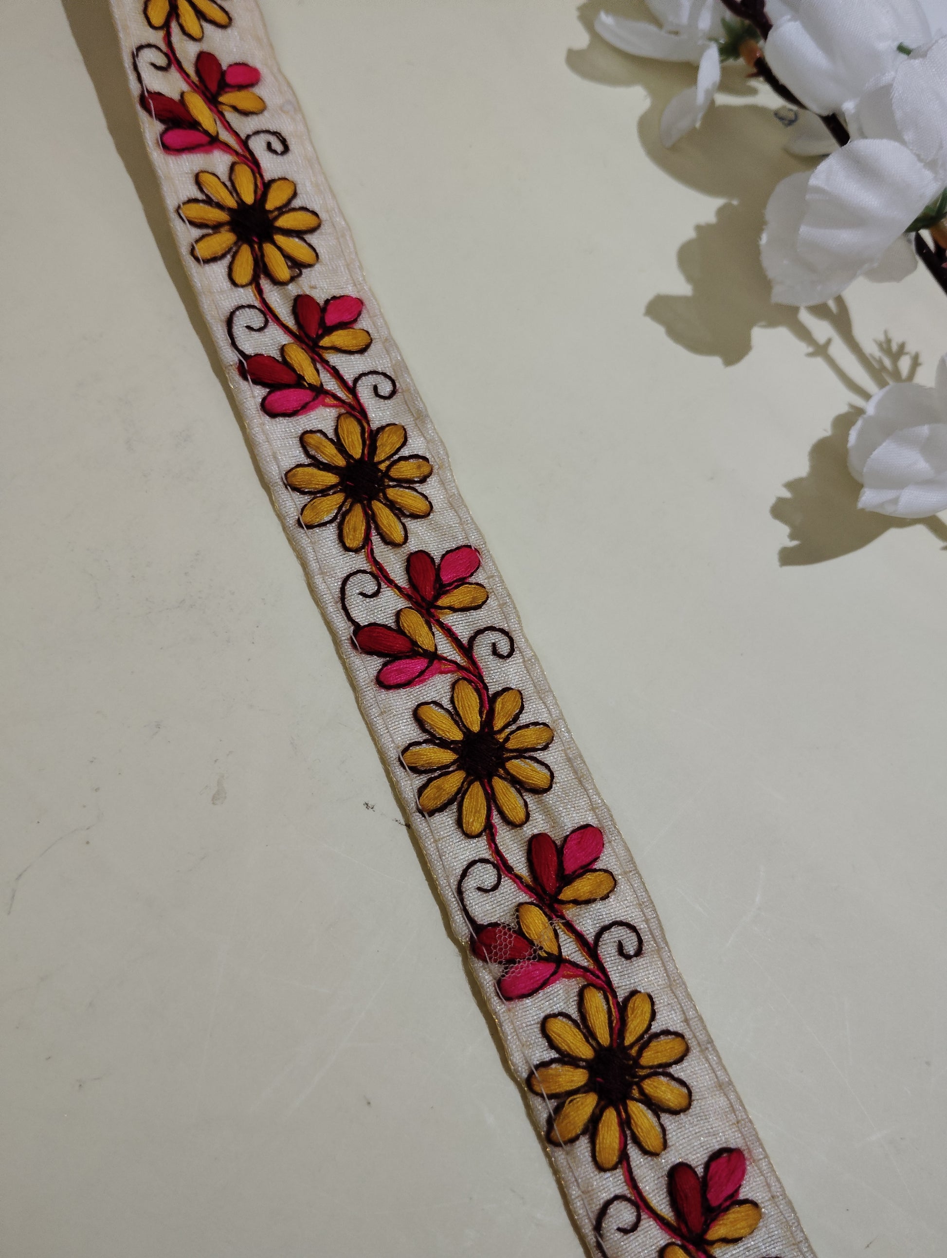 Floral Embroidered Cotton Ribbon Trims