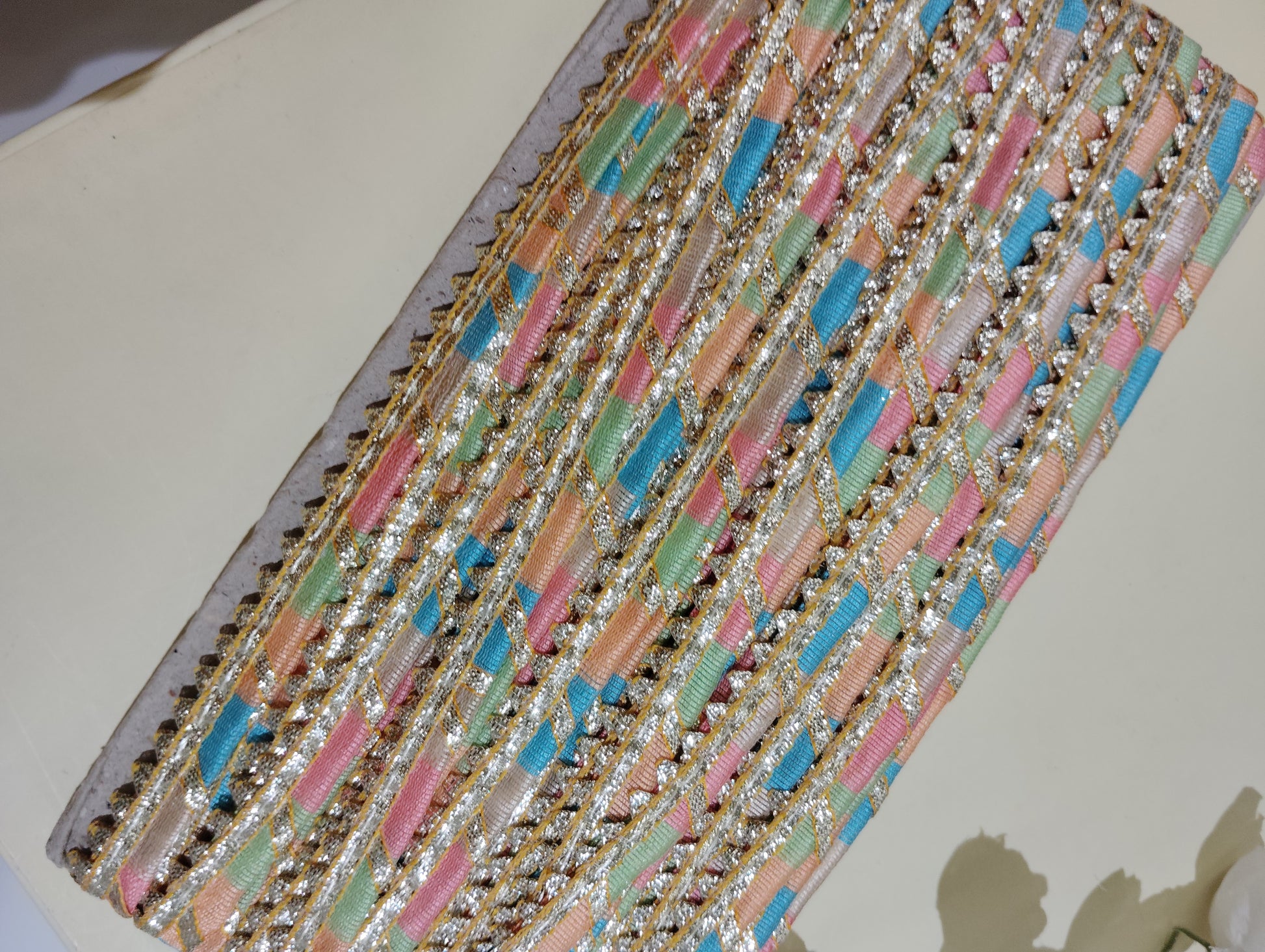 Festive Gota Patti Trim with Diagonal Zari Detailing