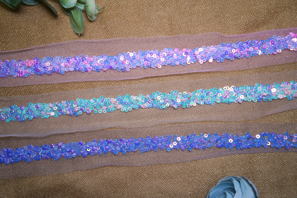 Sequin Embellished Tulle Lace Trim