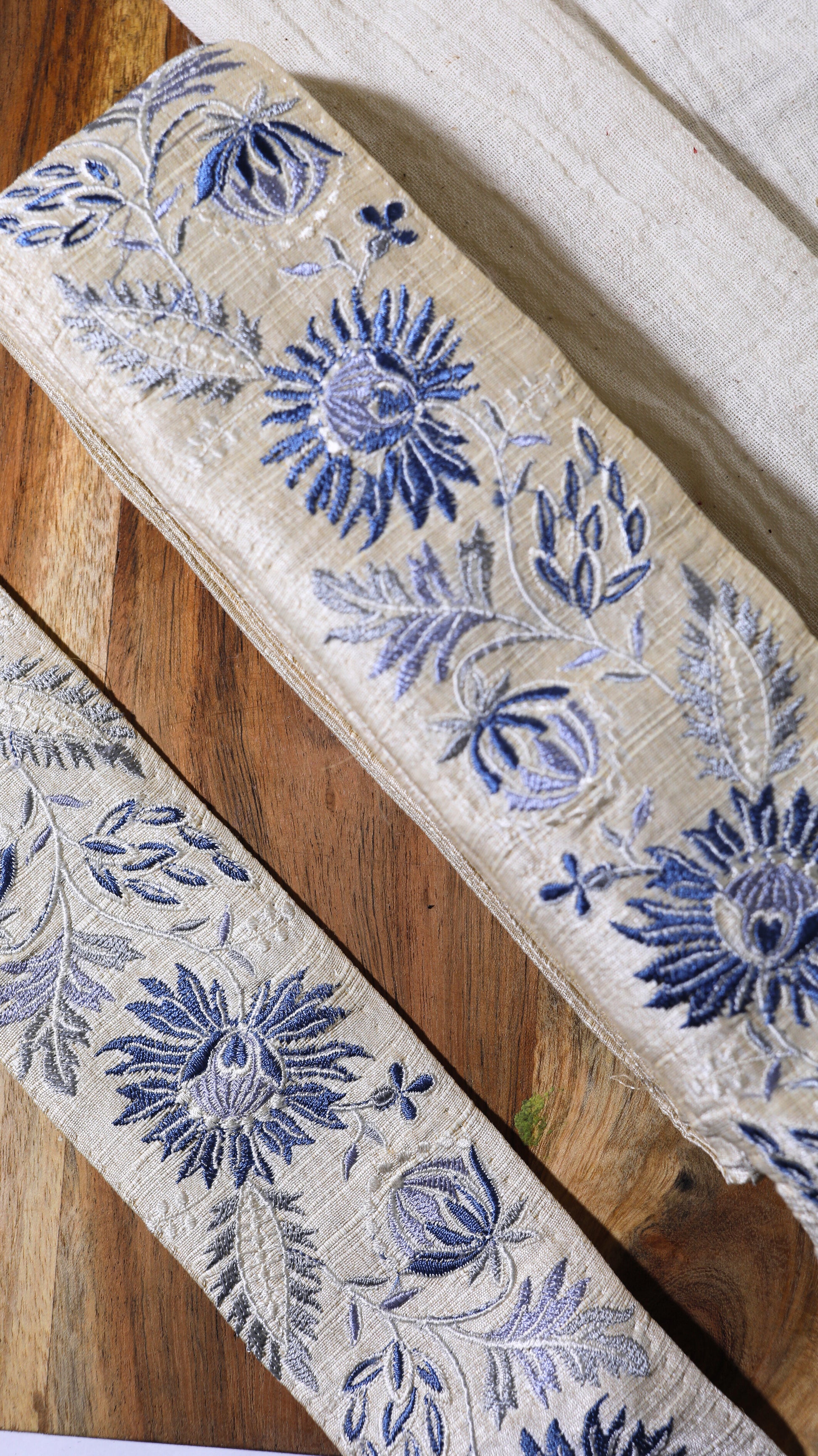 Blue Floral Embroidered Trim – Royal Garden Collection
