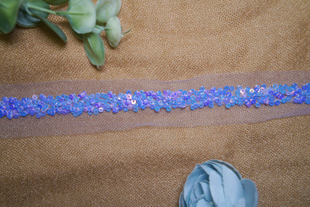 Sequin Embellished Tulle Lace Trim