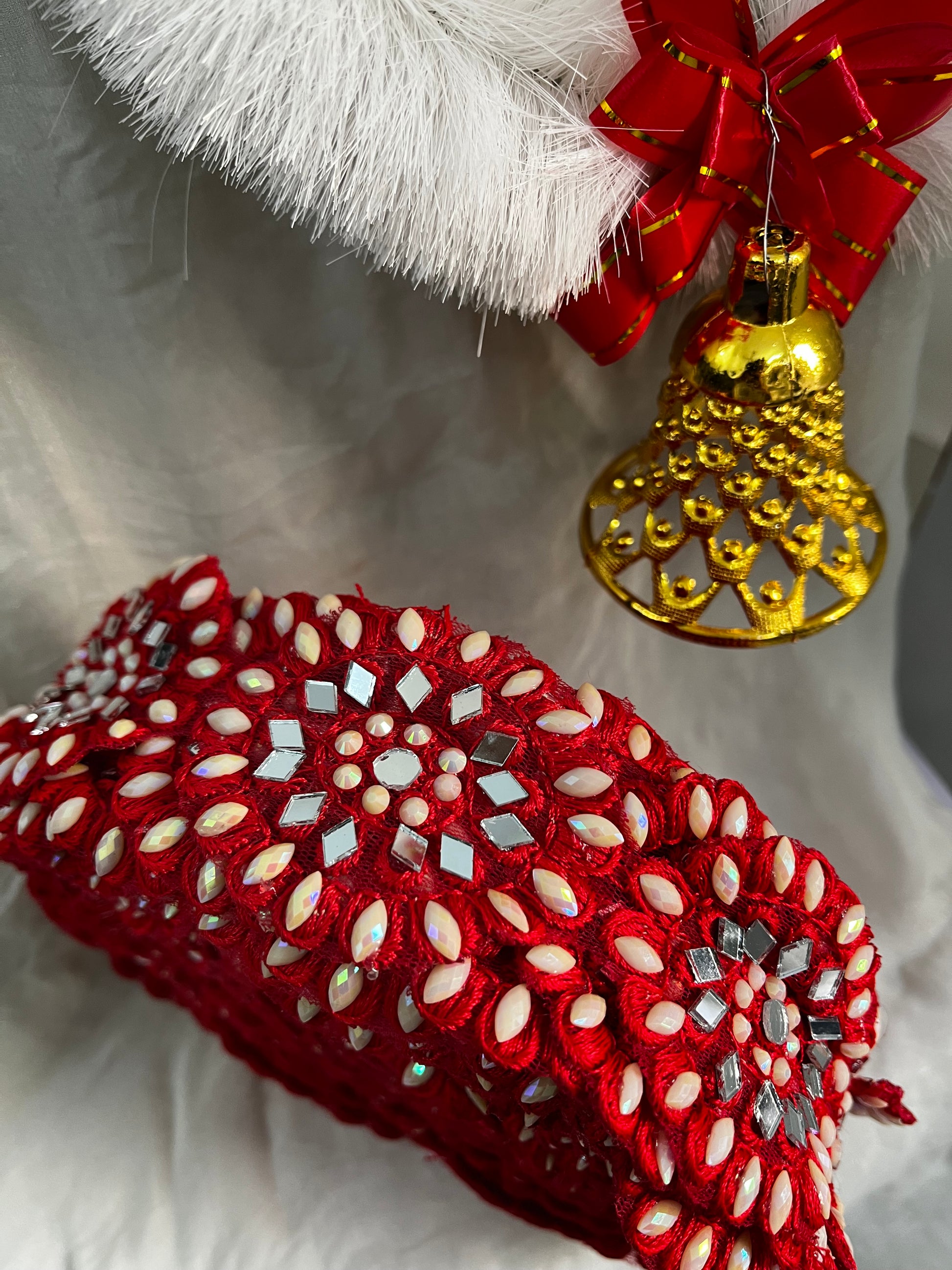 Emerald Green Mirror Work Embellishment