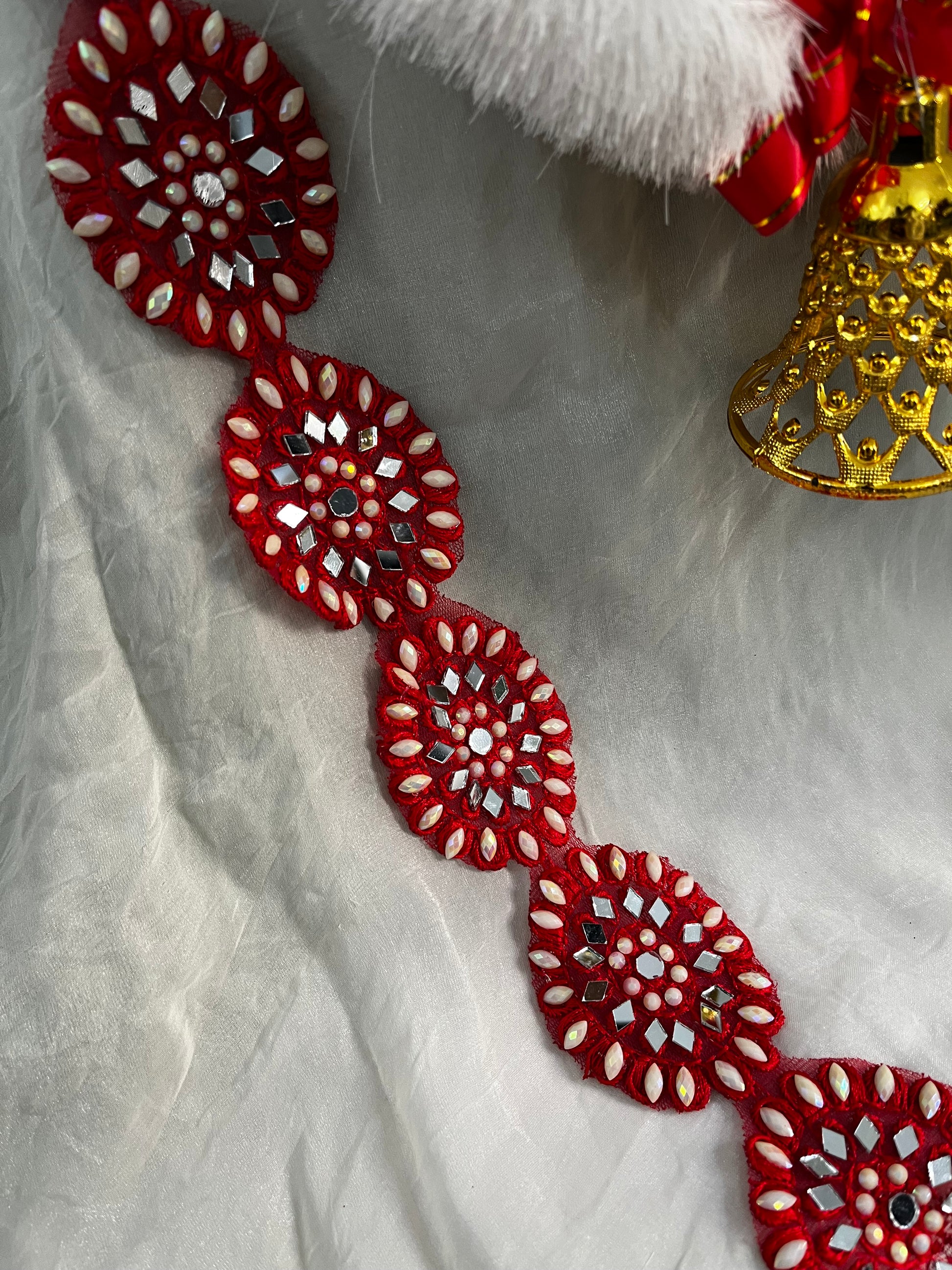 Emerald Green Mirror Work Embellishment