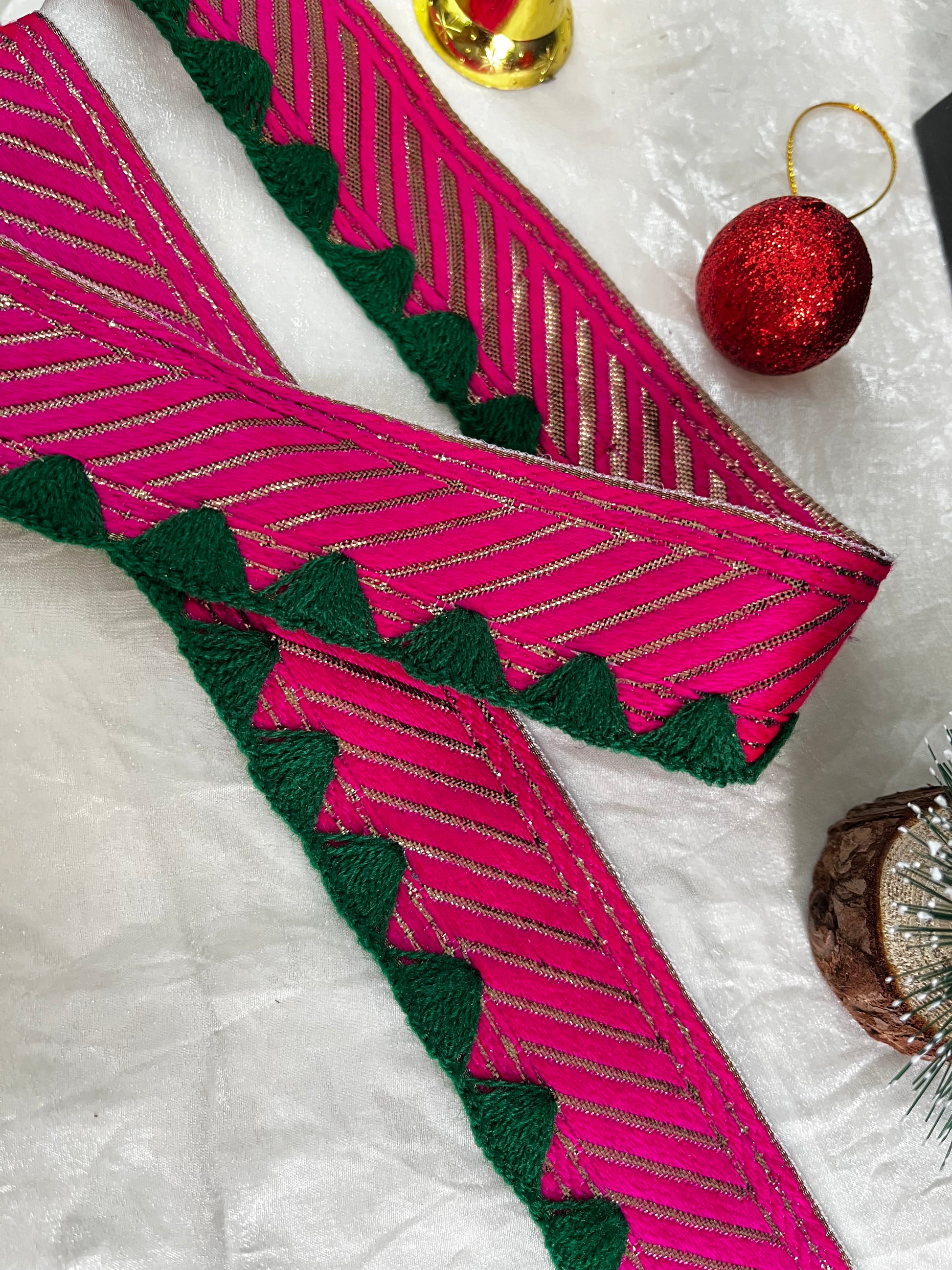 Hot Pink and Green Angled Lace