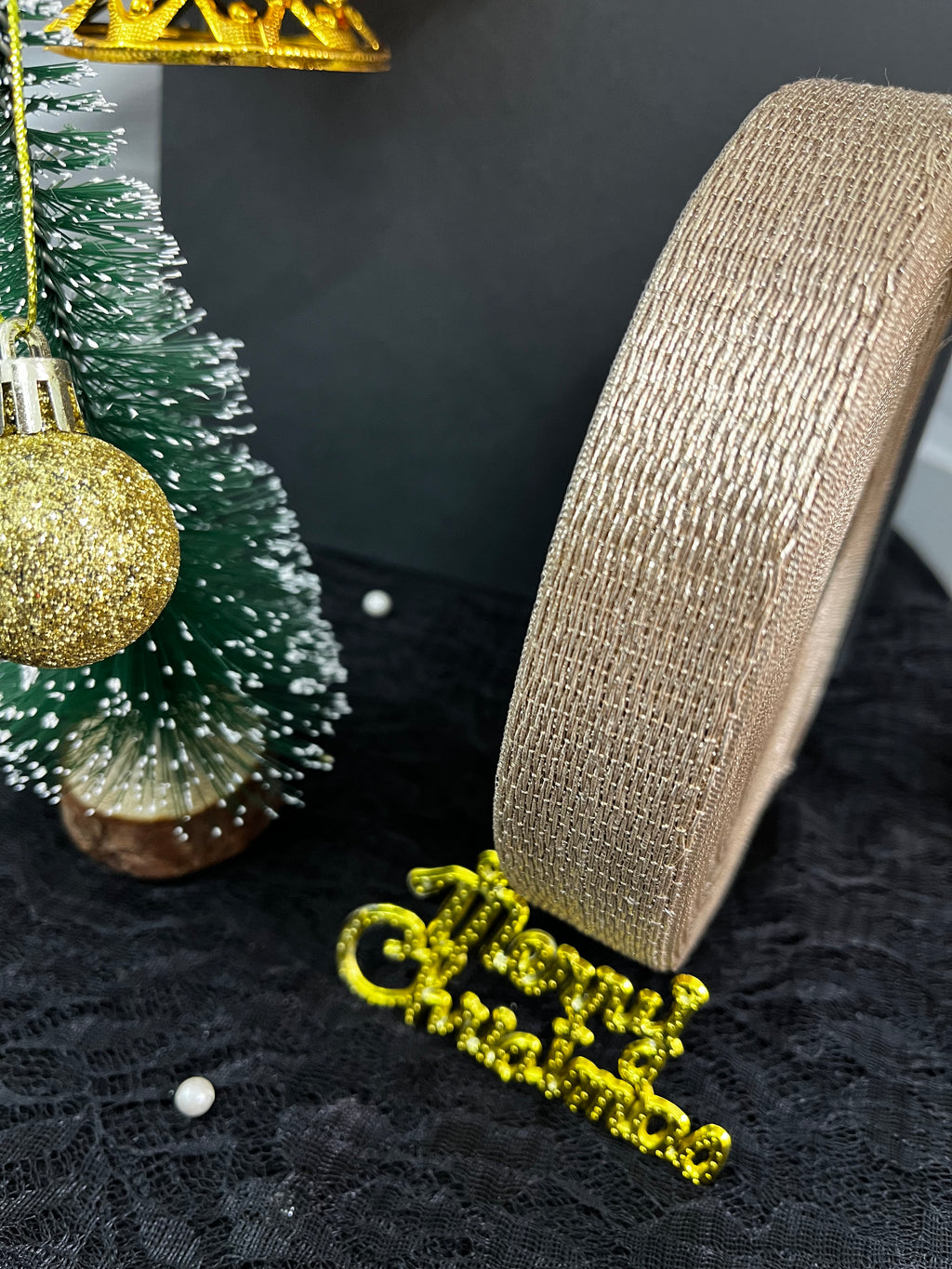 Metallic Gold Mesh Net Ribbon