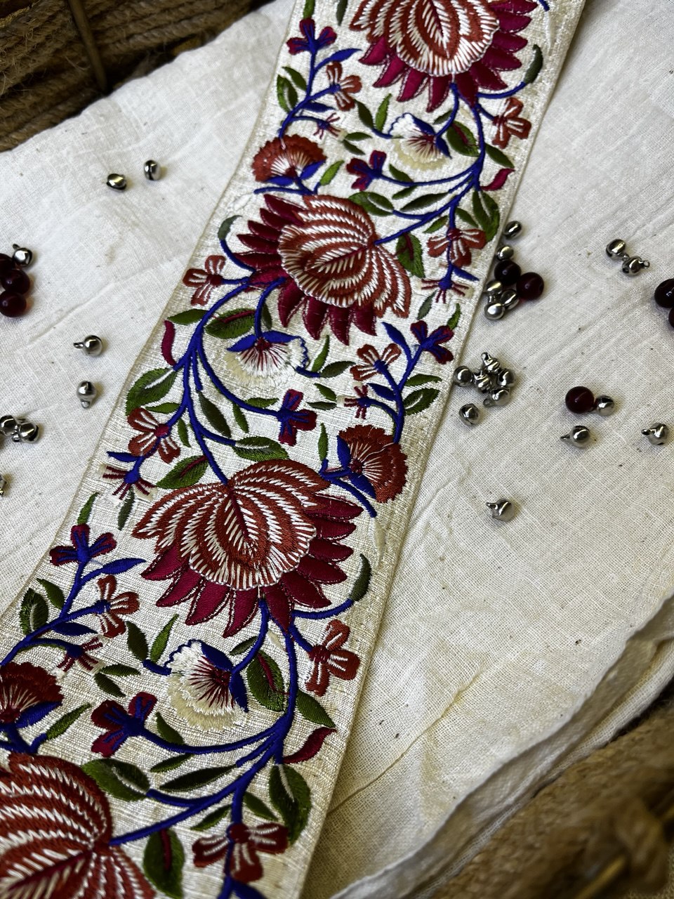 Vibrant Floral Embroidered Trim