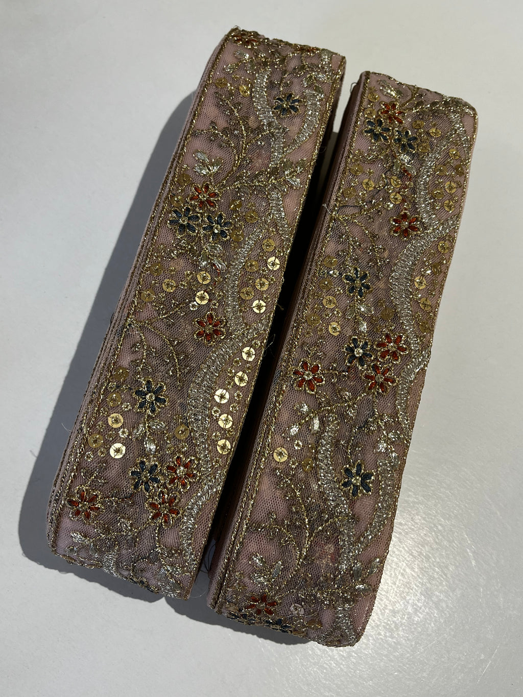 Vintage Zardozi Floral Trim with Gold Sequins
