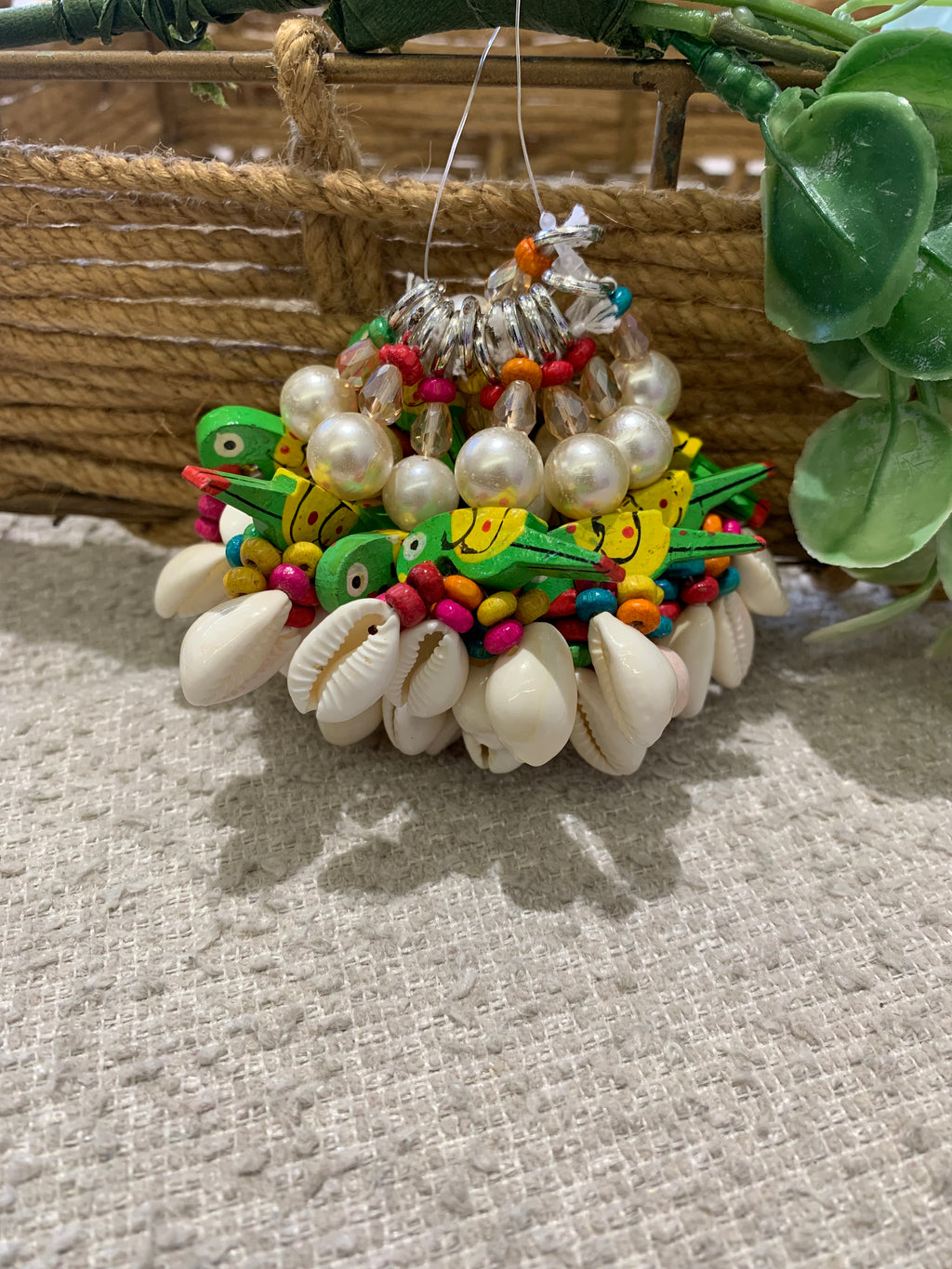 Handcrafted Ethnic Decorative Tassel with Wooden Birds, Cowrie Shells & Beads