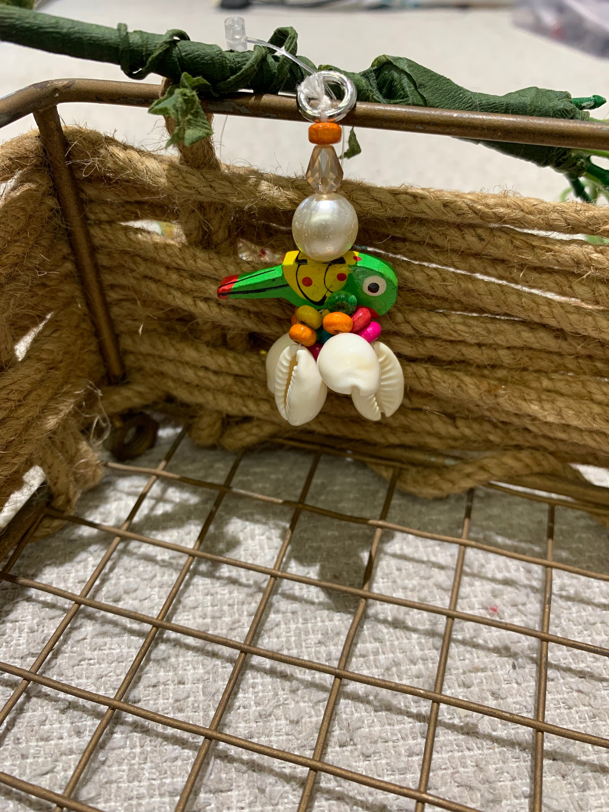 Handcrafted Ethnic Decorative Tassel with Wooden Birds, Cowrie Shells & Beads