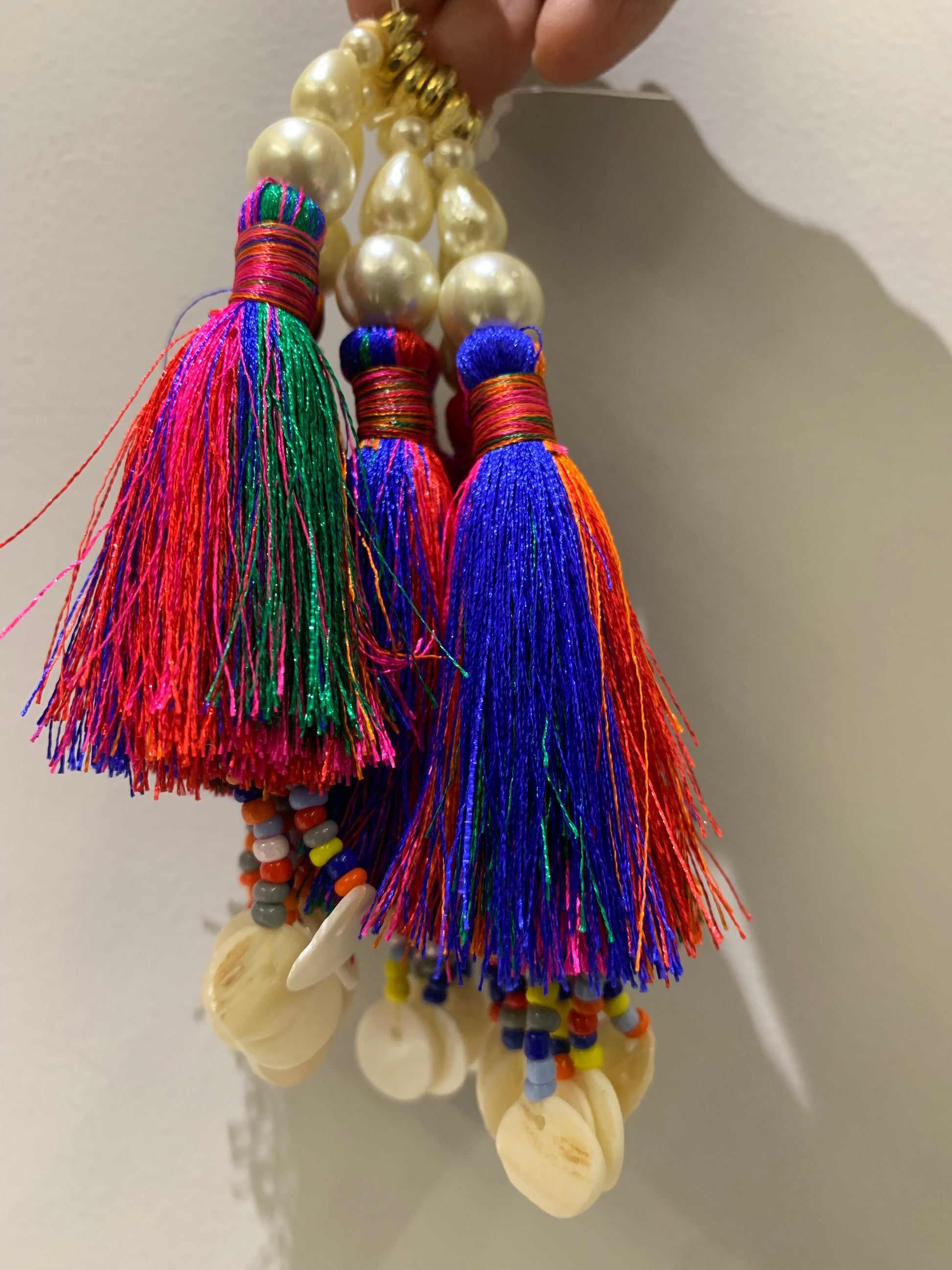 Multi-Color Tassel, Pearl, and Shell Latkan