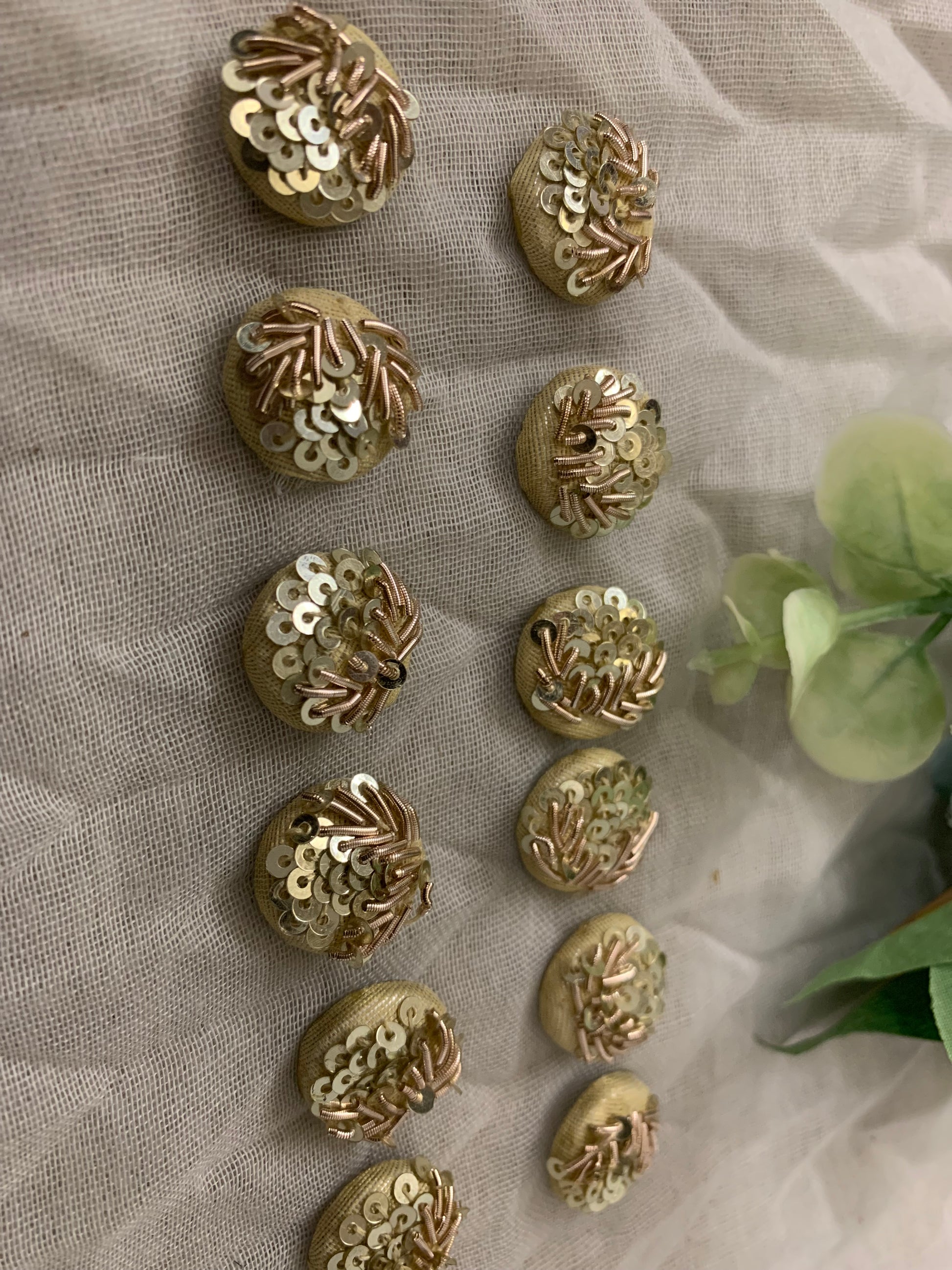 Gold Sequin & Metallic Thread Buttons