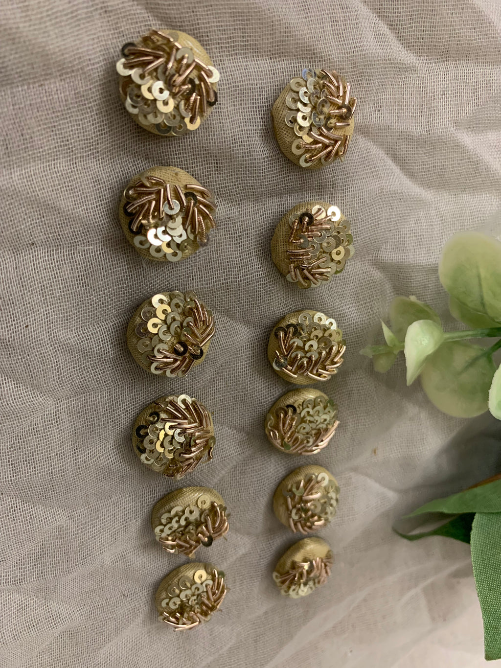 Gold Sequin & Metallic Thread Buttons