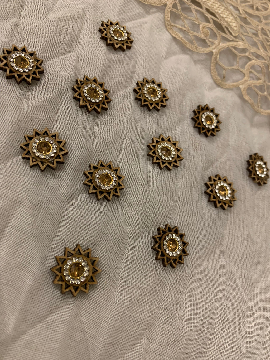 Gold-Toned, Pearl Floral Buttons