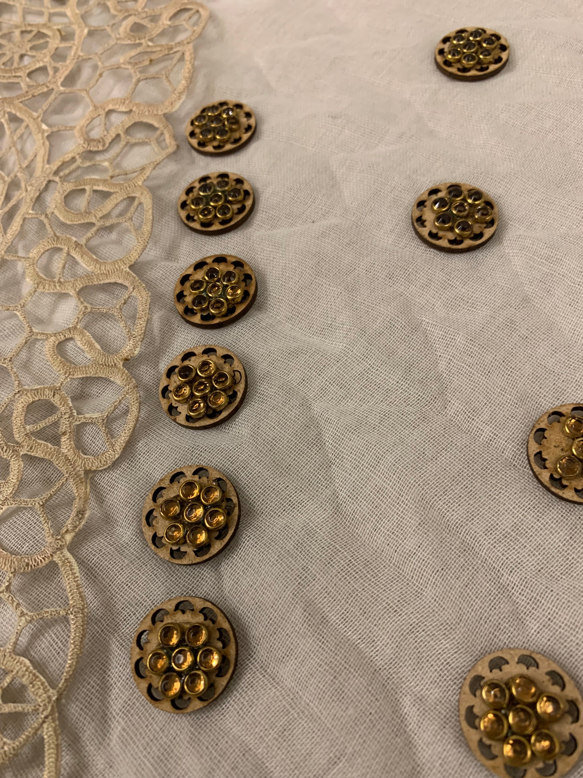 Gold Sequin & Metallic Thread Buttons