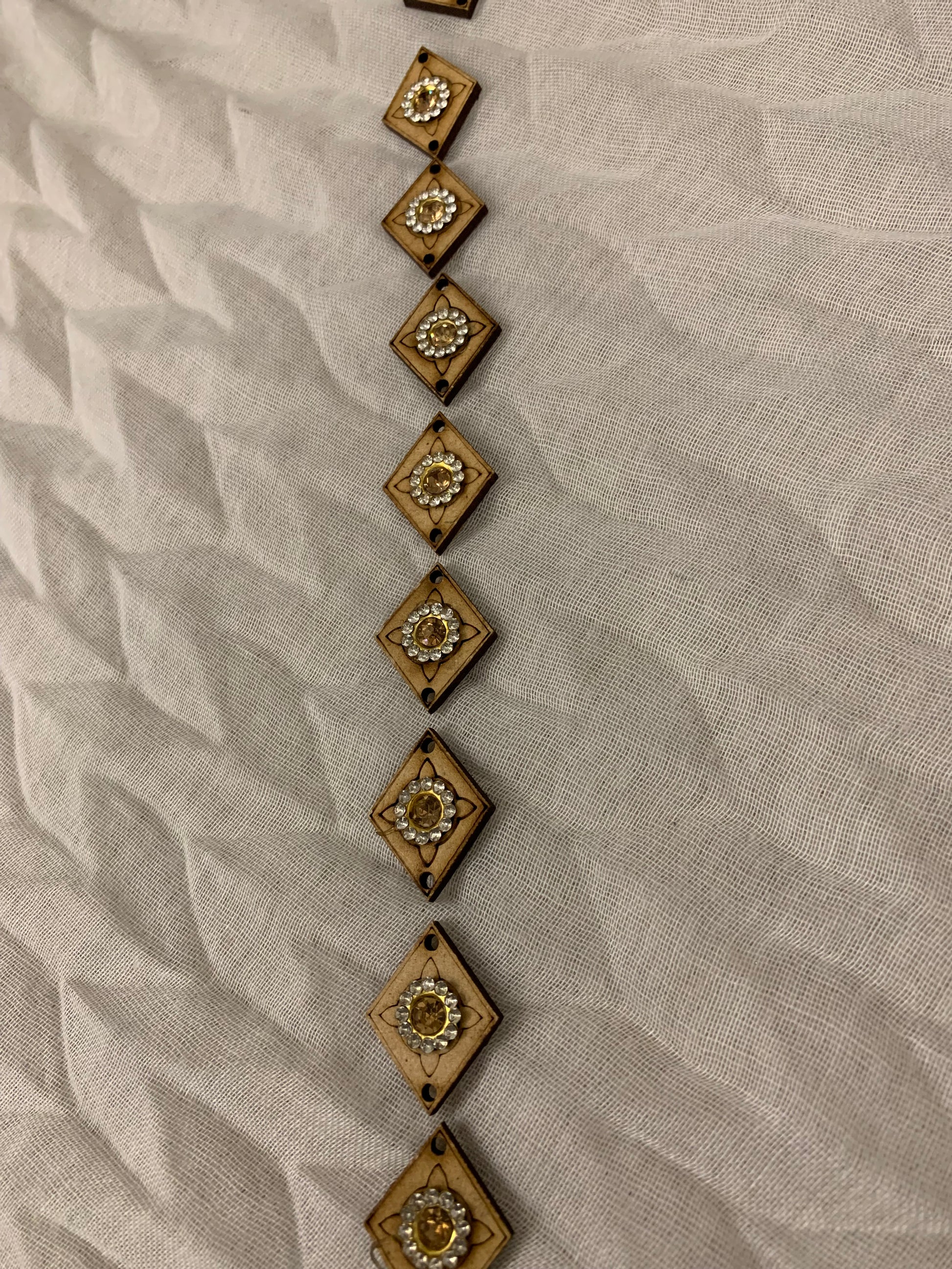 Wooden & Rhinestone Diamond Buttons