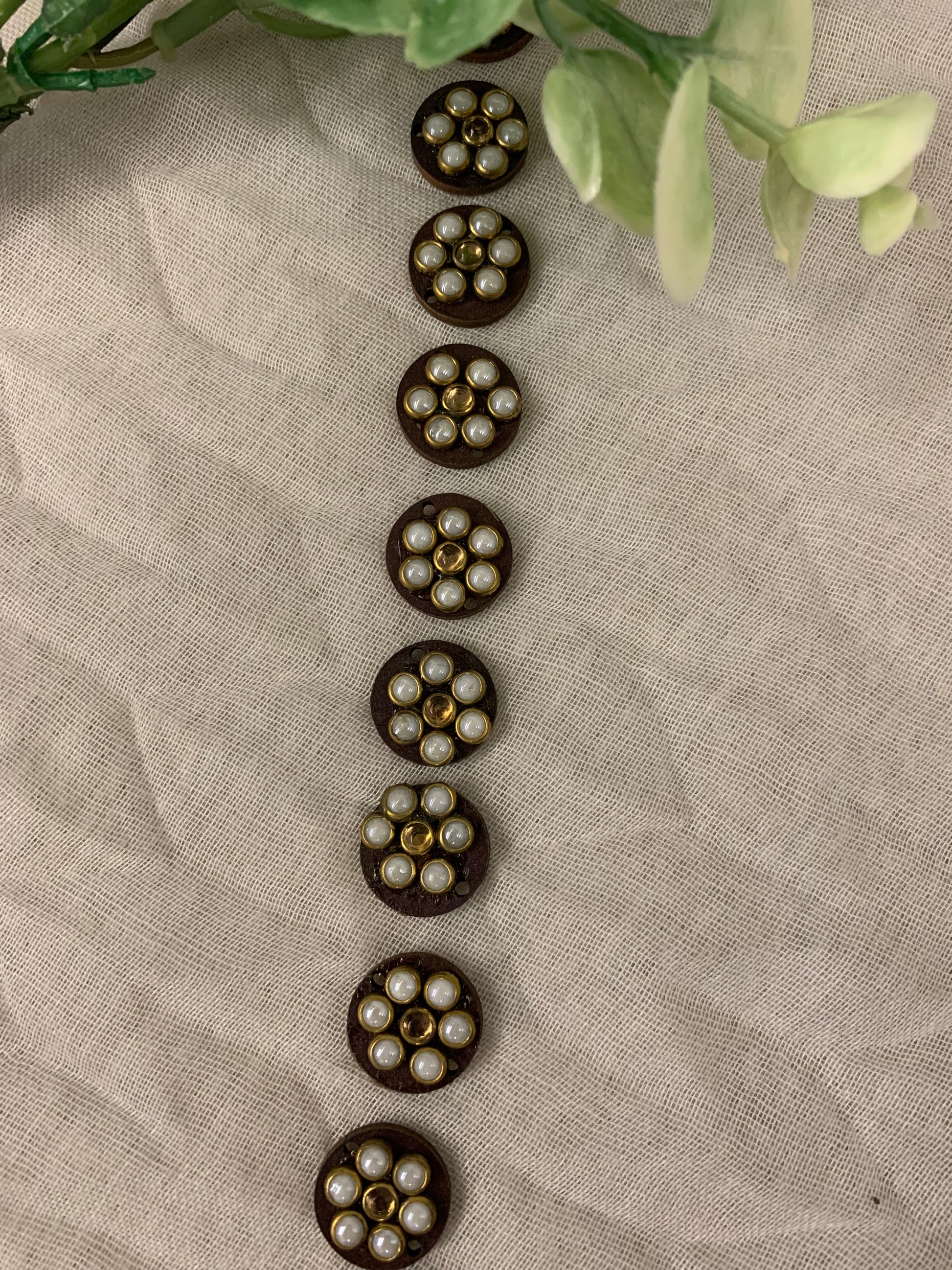 Wooden & Pearl Rosette Buttons