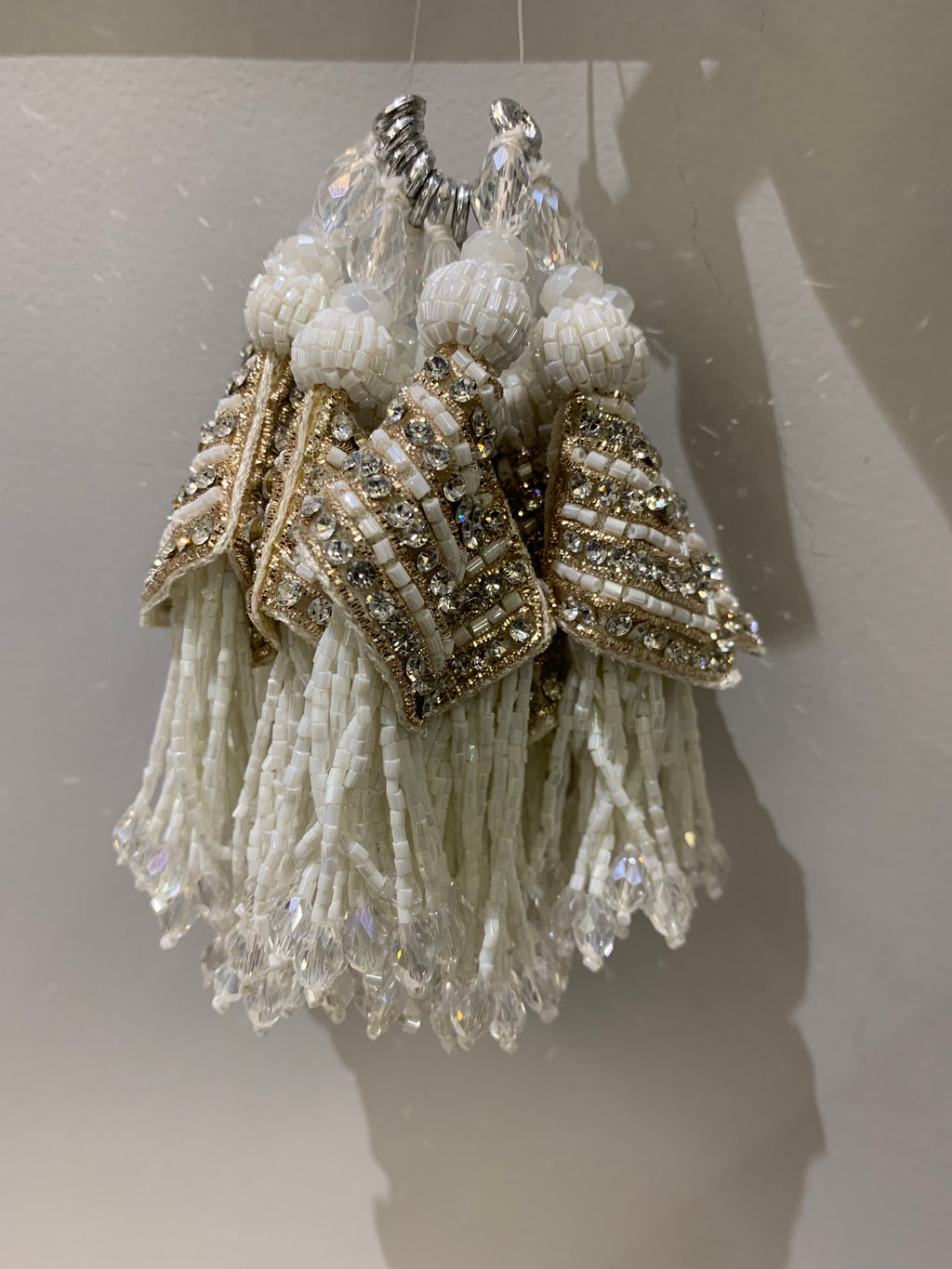 Crystal White Beaded Bridal Tassels