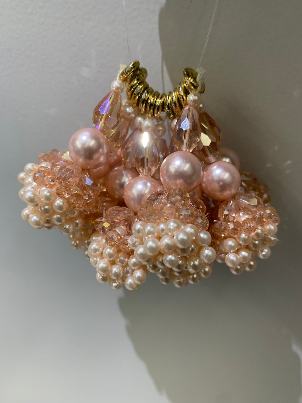 Charming Blush & Pearl Beaded Tassel Charm