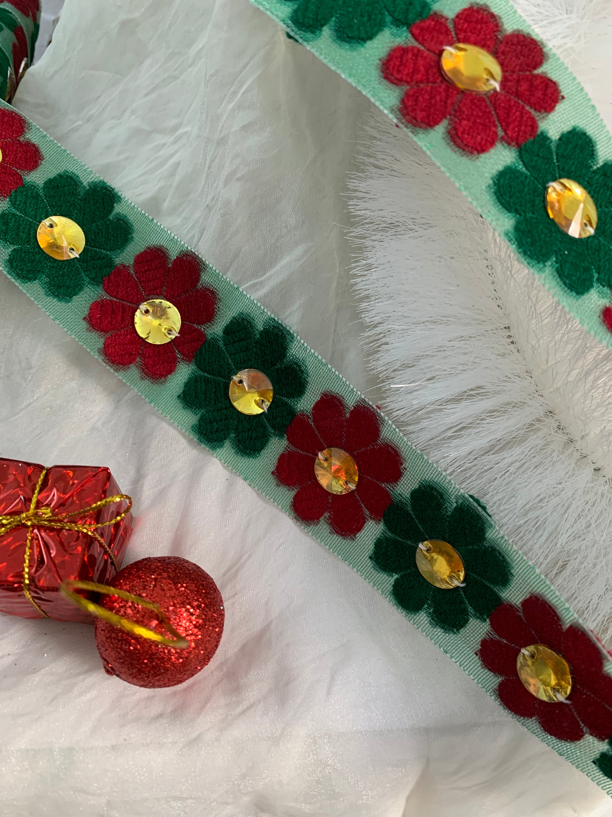 Floral Sequin Border Lace