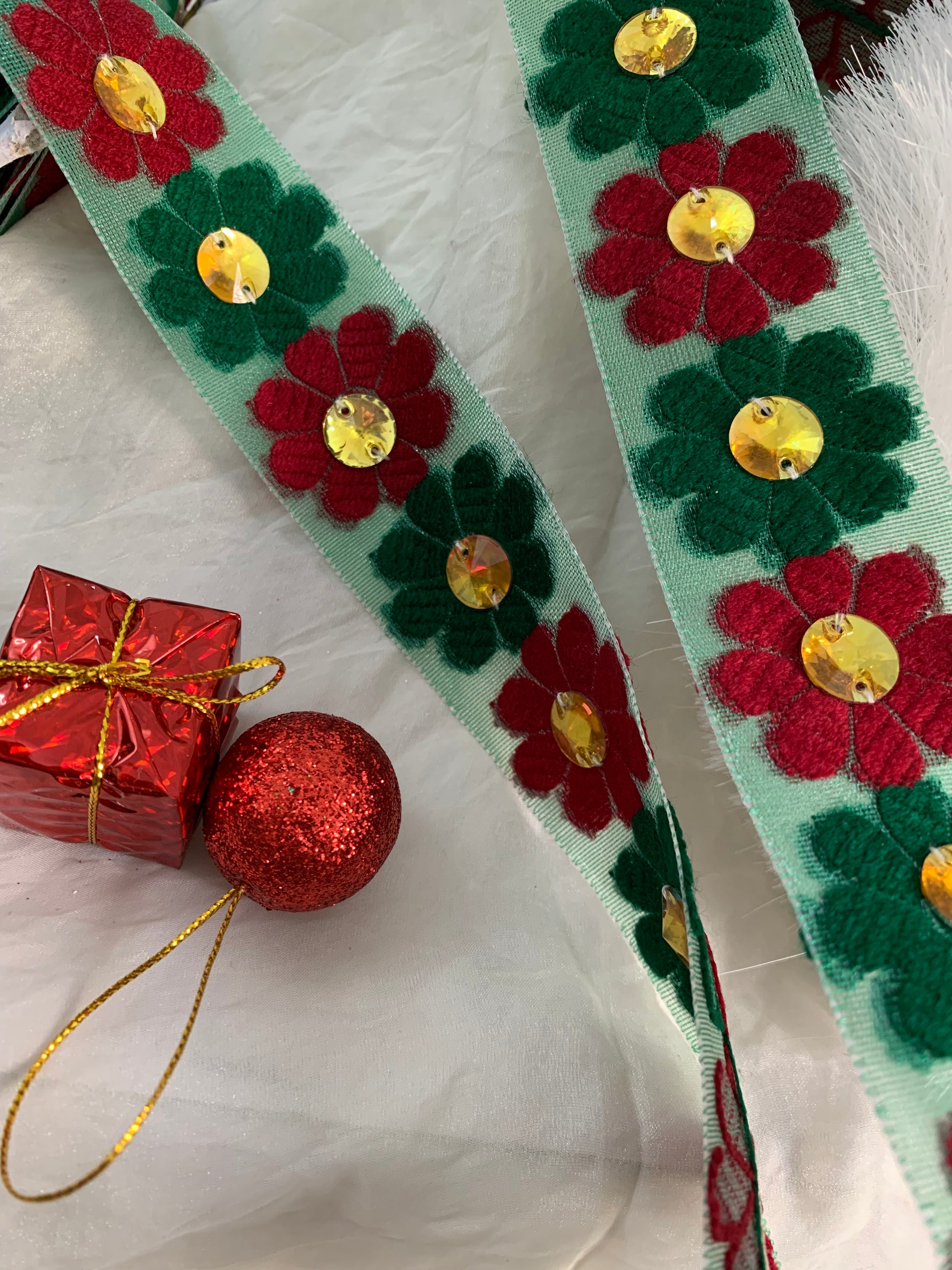 Floral Sequin Border Lace