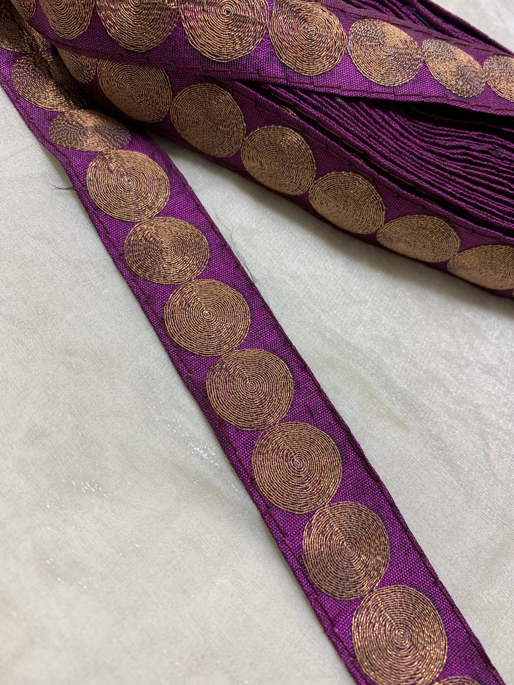 Metallic Purple and Gold Woven Lace