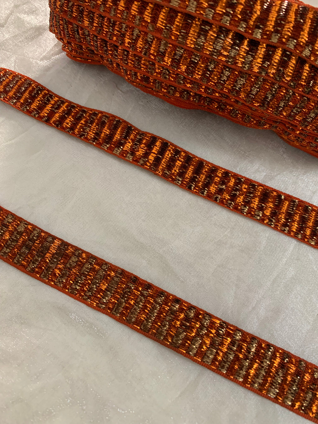 Copper Metallic Mesh Stripe Lace