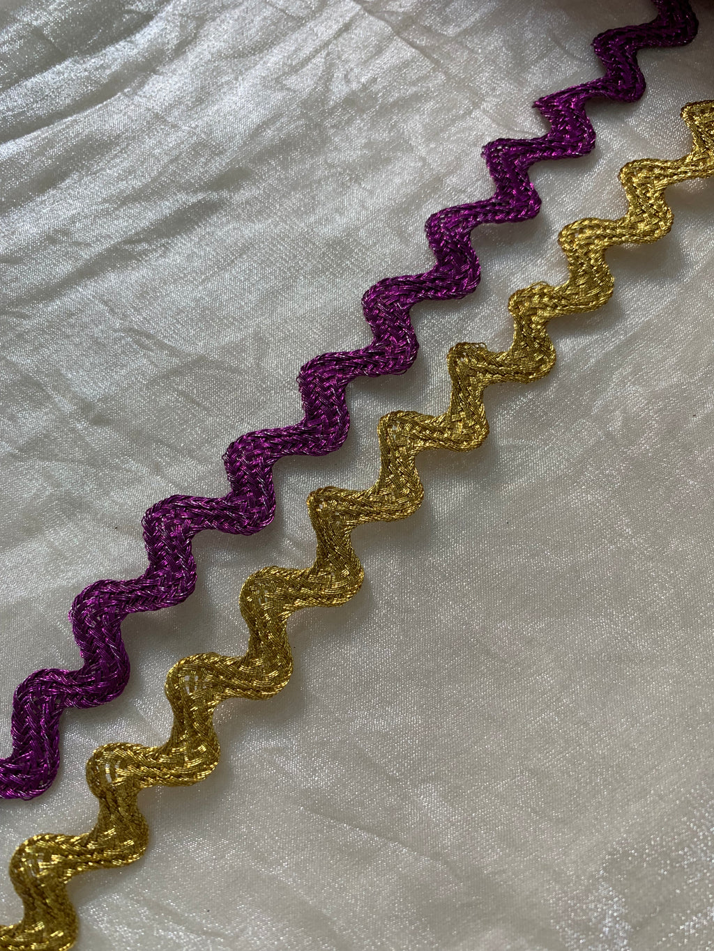 Golden And Purple Braided Wavy Dori Trim