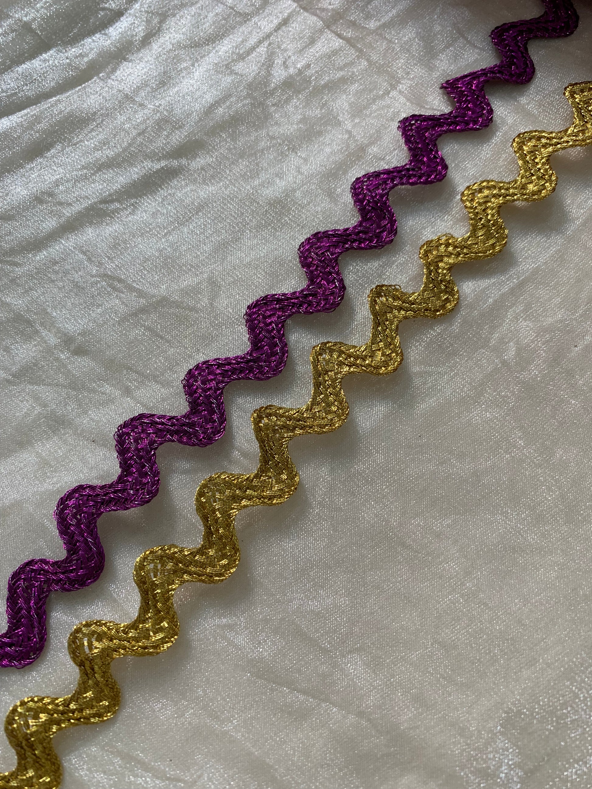 Golden And Purple Braided Wavy Dori Trim