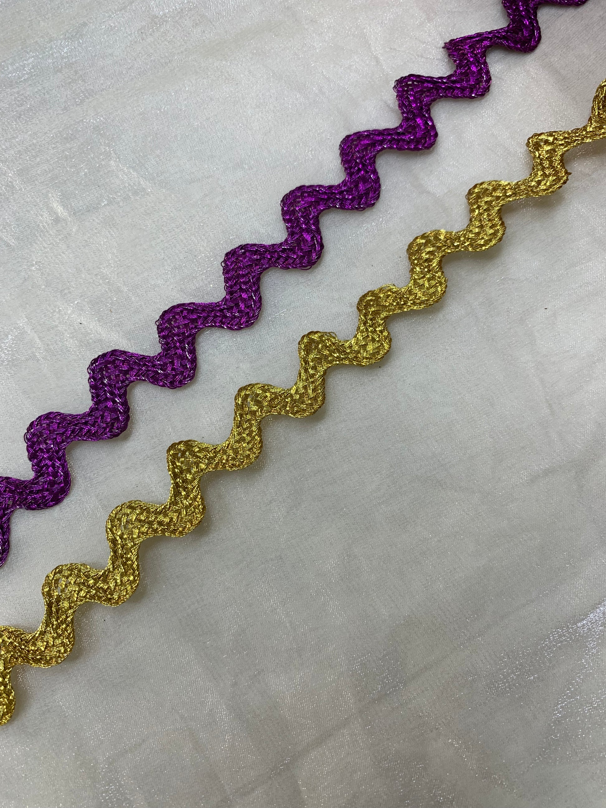 Golden And Purple Braided Wavy Dori Trim