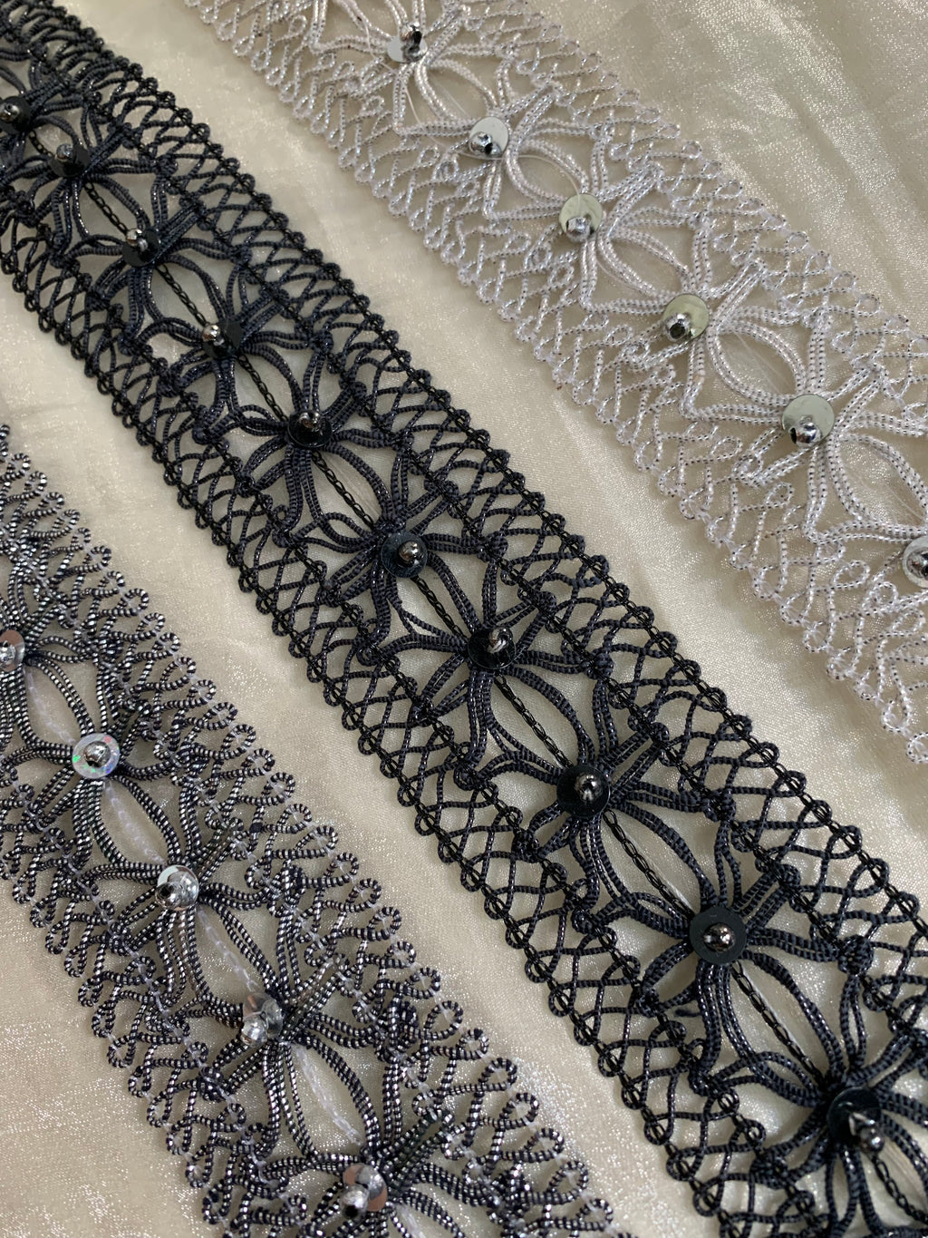 Crystal Floral Cutwork Lace Patti