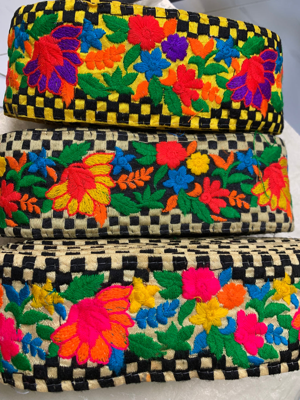 Rajasthani Check Pattern Flower Lace