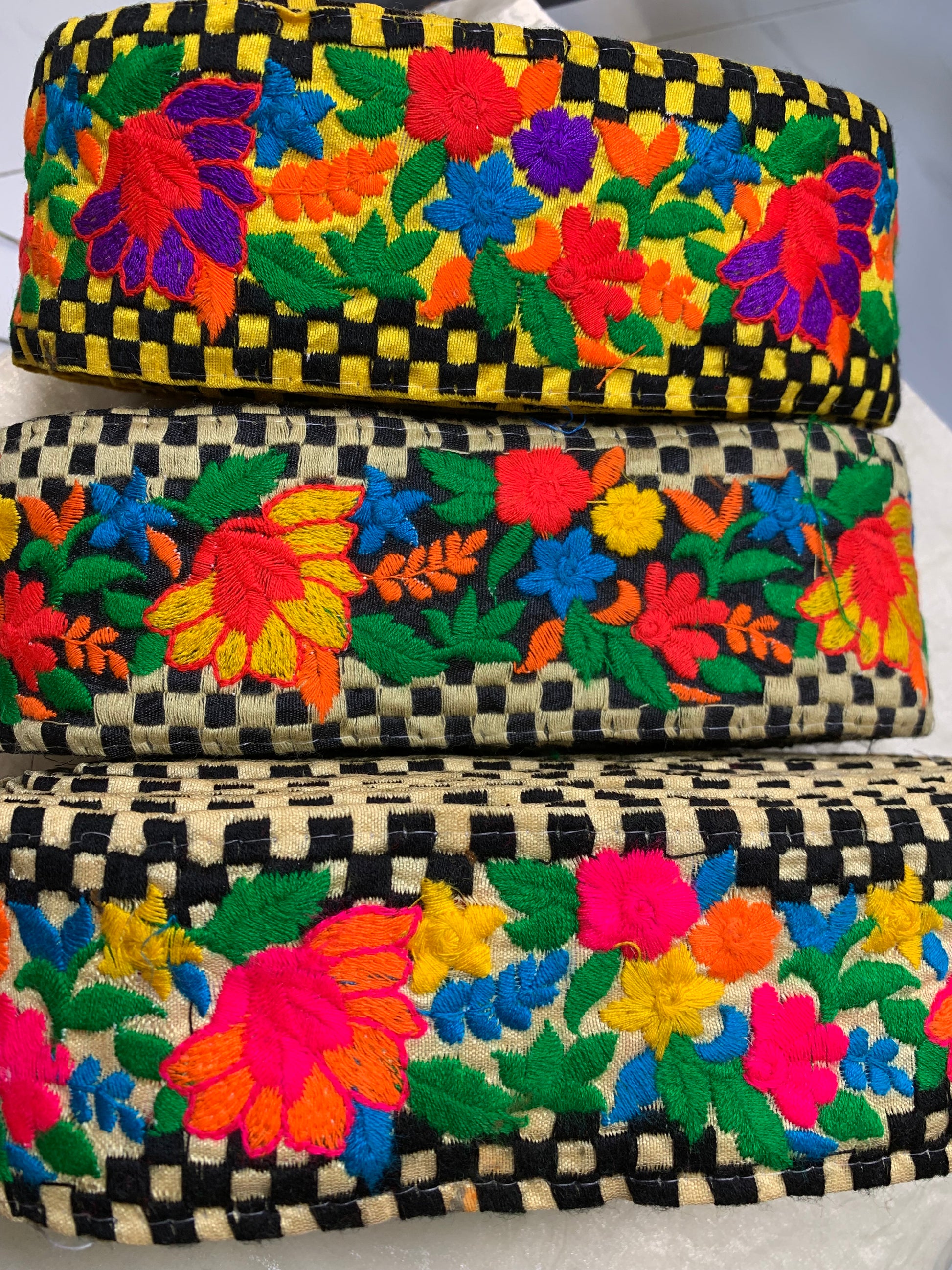 Rajasthani Check Pattern Flower Lace