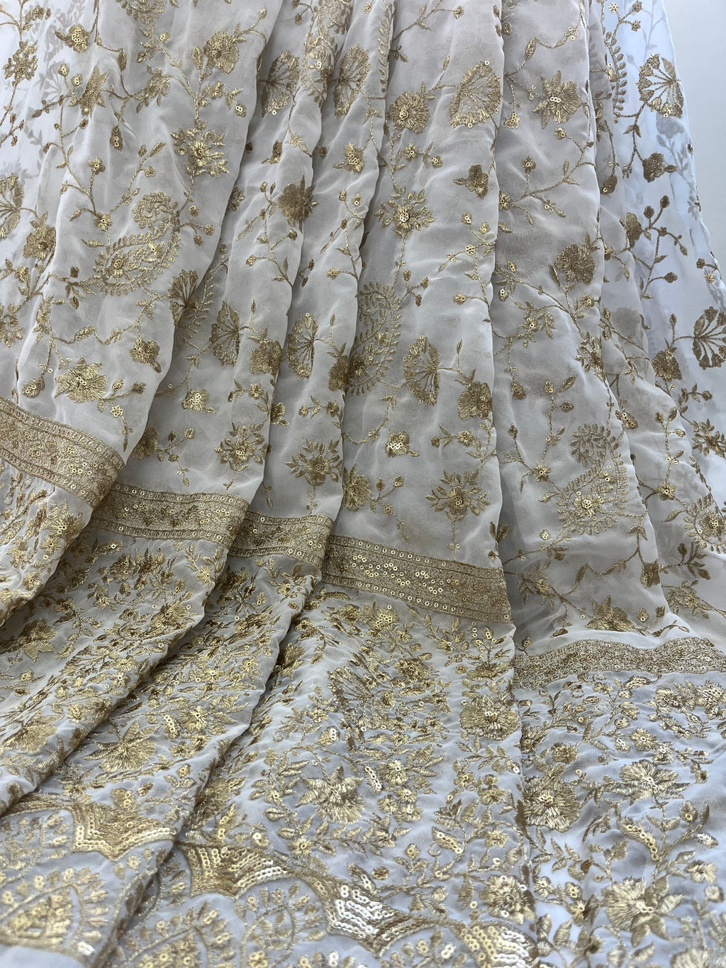 Zari Embroidered Georgette Fabric