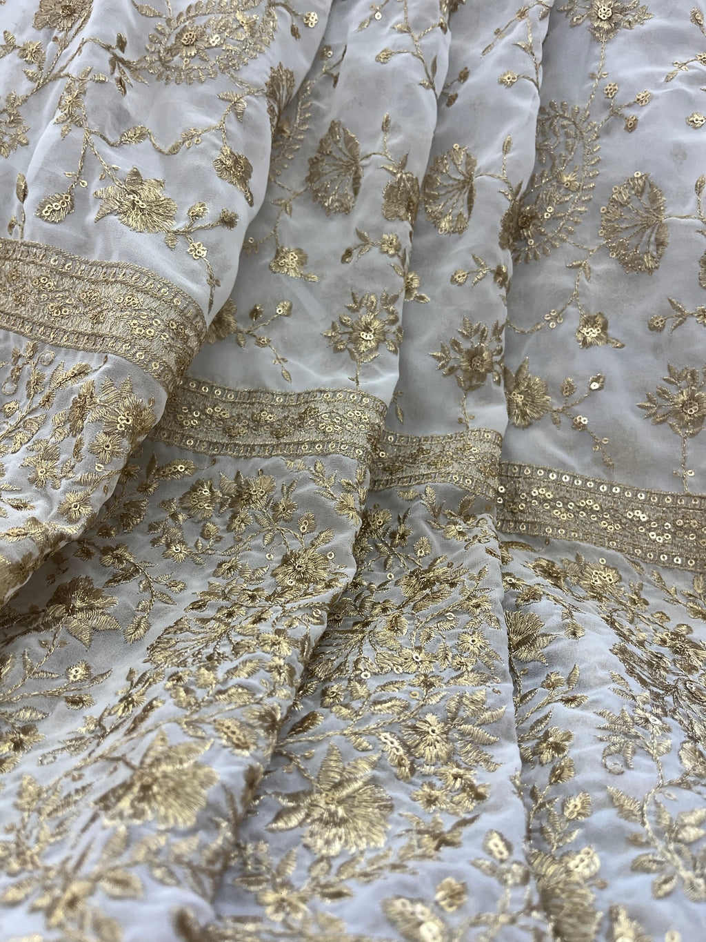 Zari Embroidered Georgette Fabric
