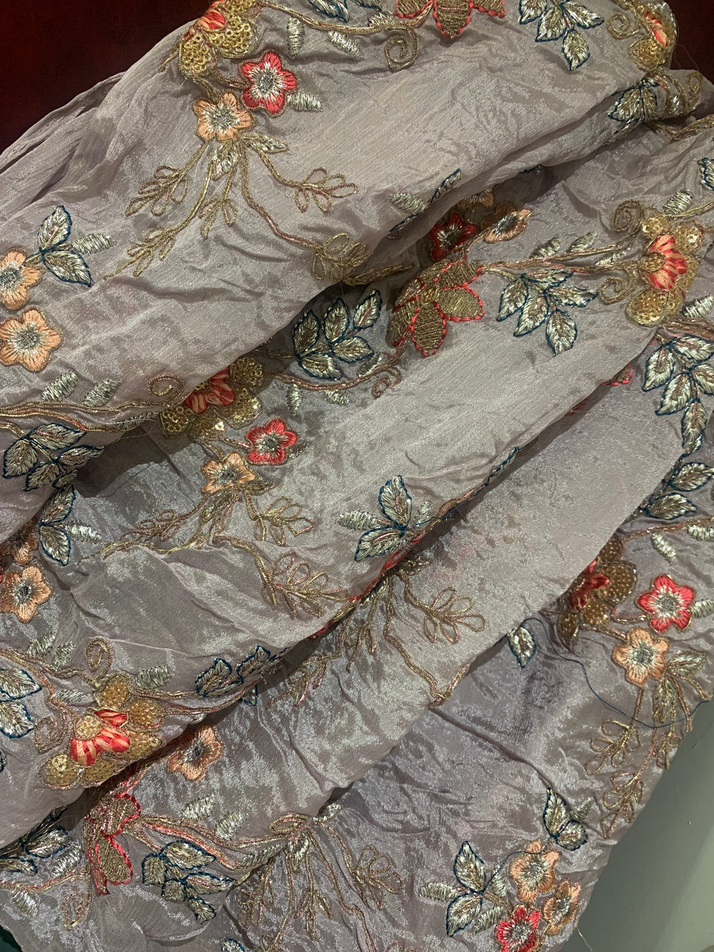 Metallic Threads Embroidery Fabric