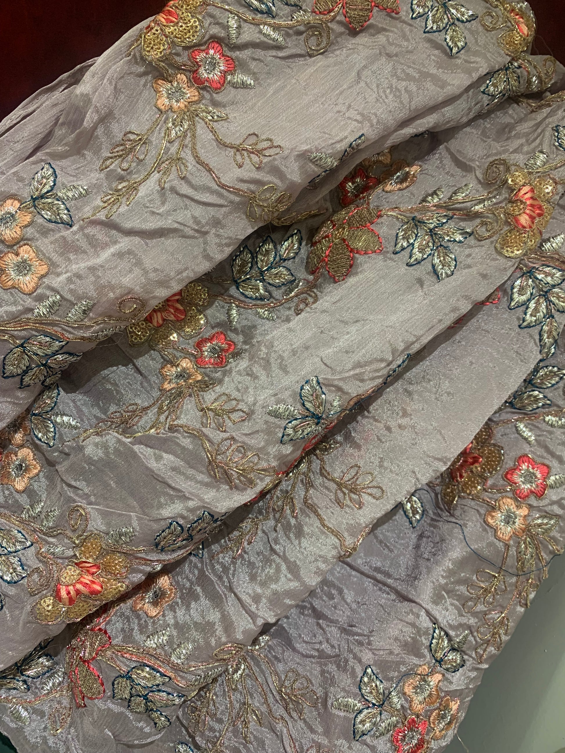 Metallic Threads Embroidery Fabric