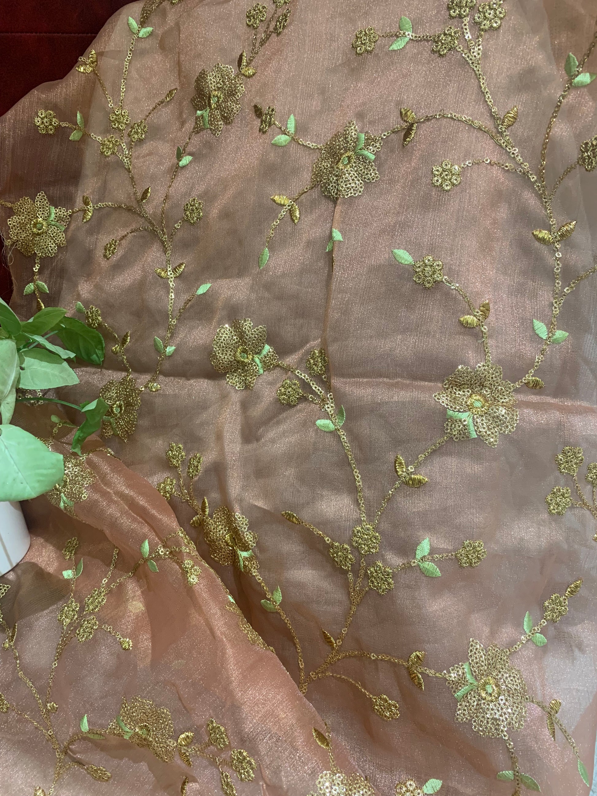 Organza Embroidery shimmer fabrics