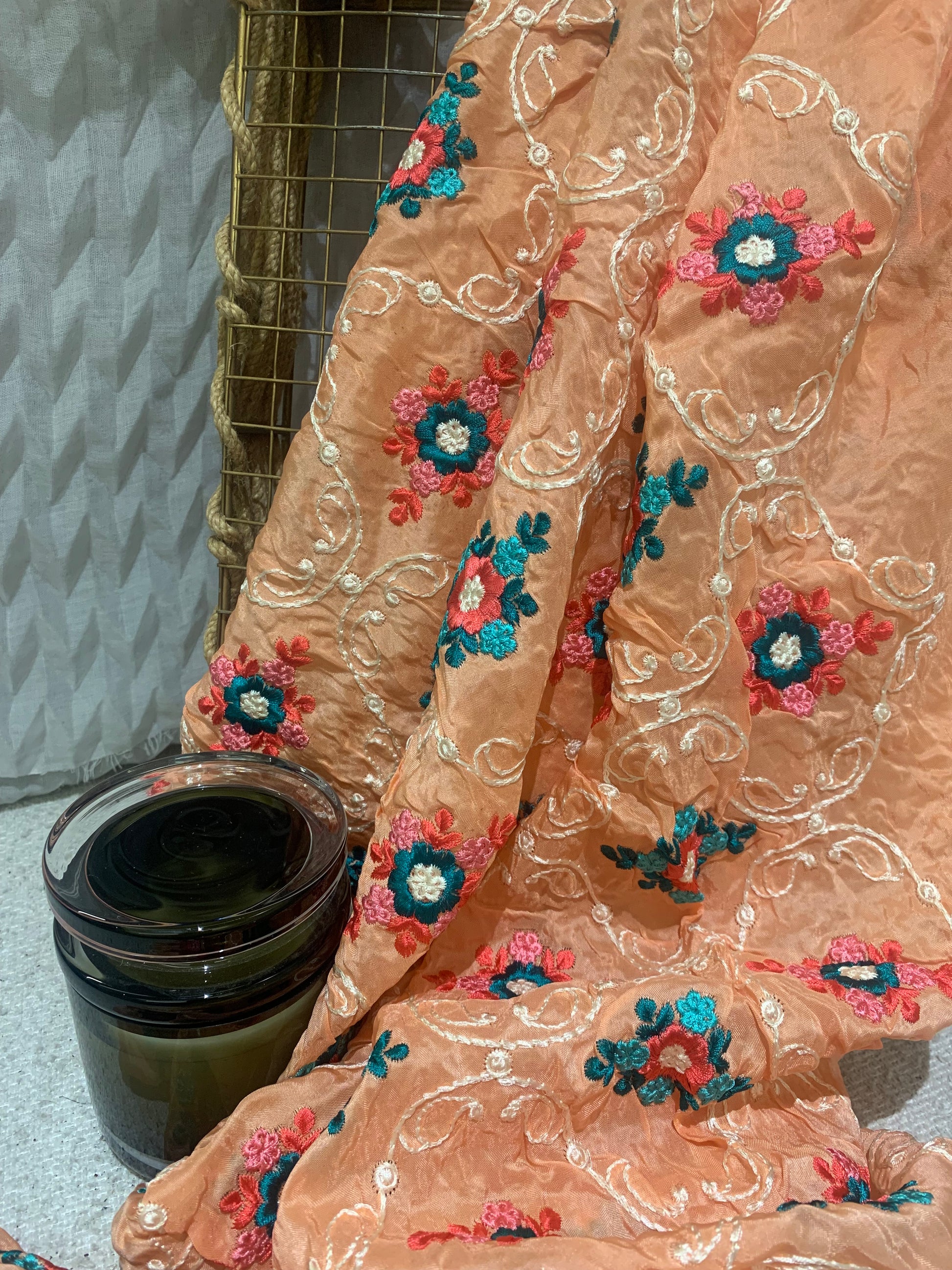 Flower with Thread work fabric