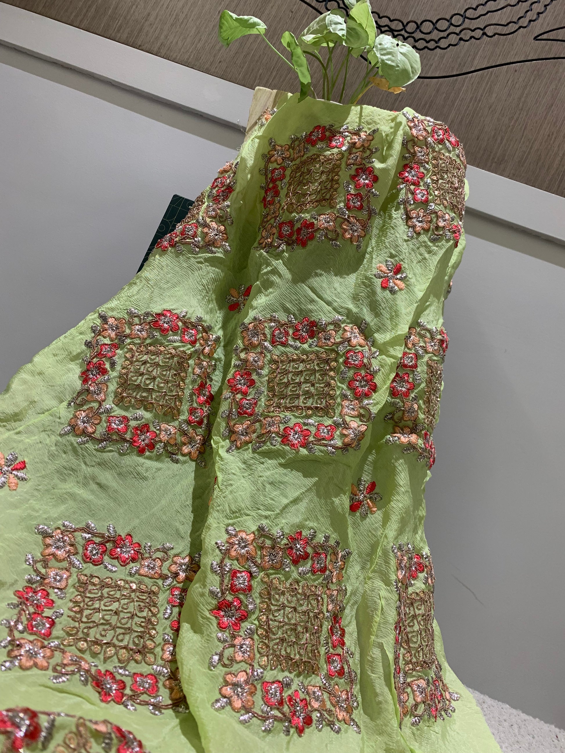 Embroidered Chiffon Fabric, Floral