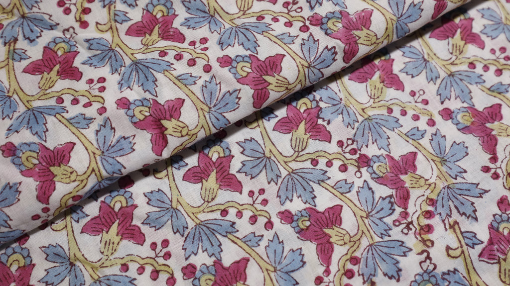 Berry Bloom Garden Cotton Fabric