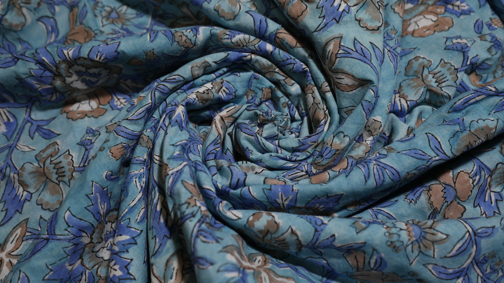 Turquoise Bloom Mughal Cotton