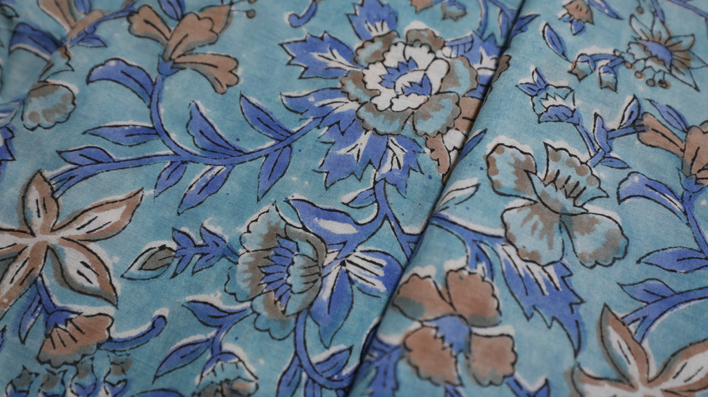 Turquoise Bloom Mughal Cotton