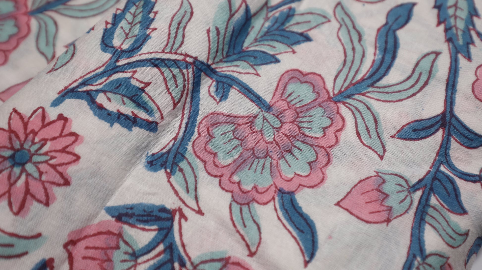 Blush Vine on White Floral Cotton