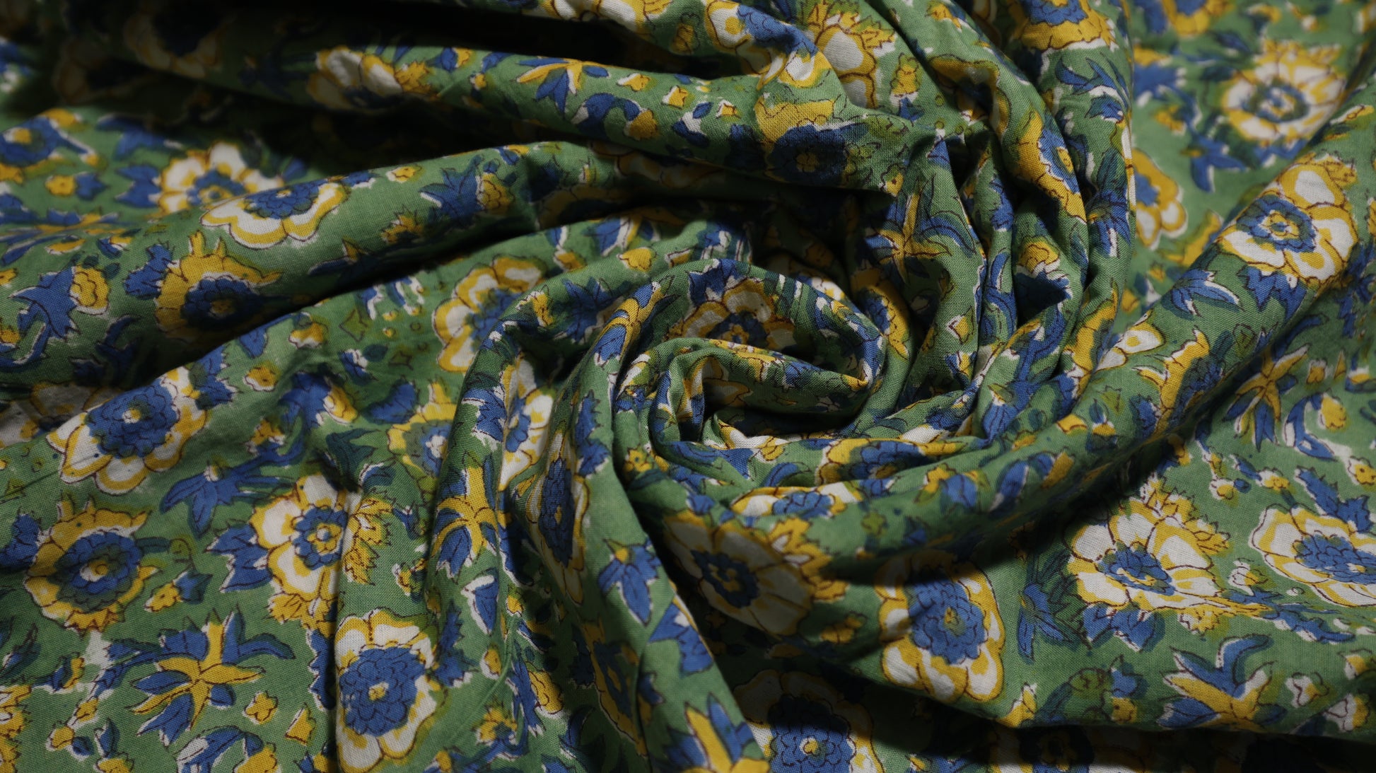 Vintage Green Floral Cotton