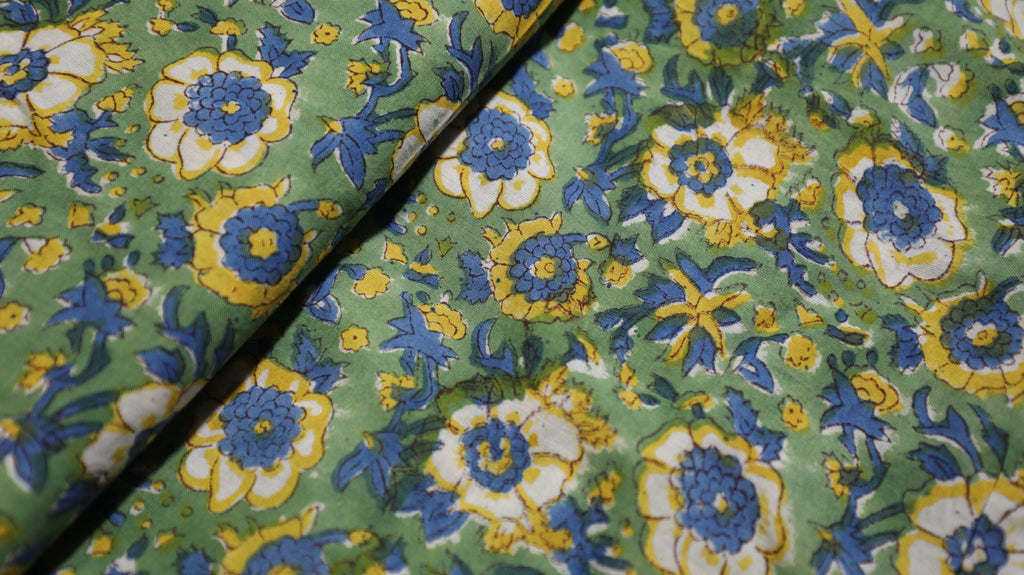 Vintage Green Floral Cotton