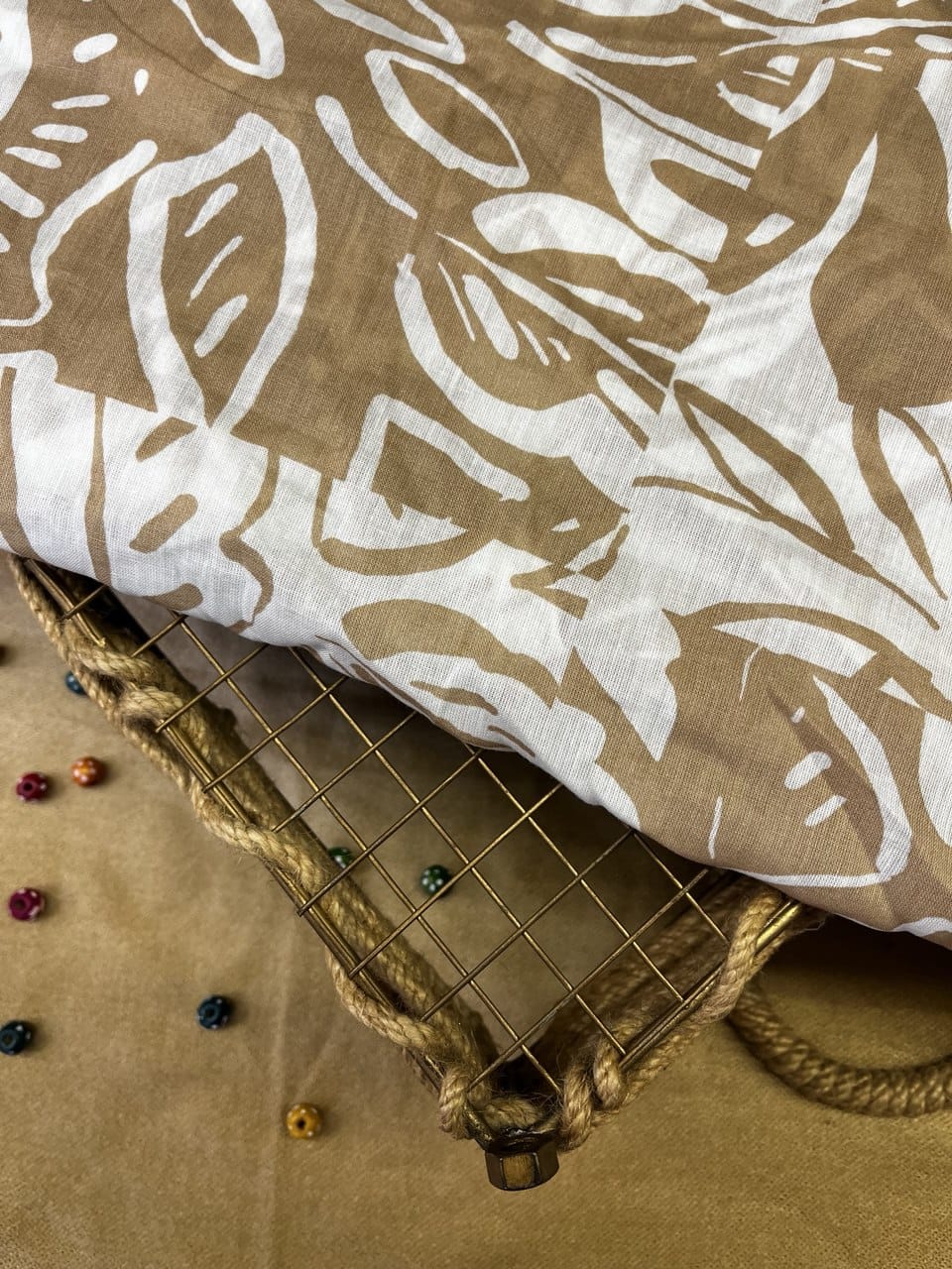 Leaf-Printed Cotton Fabric