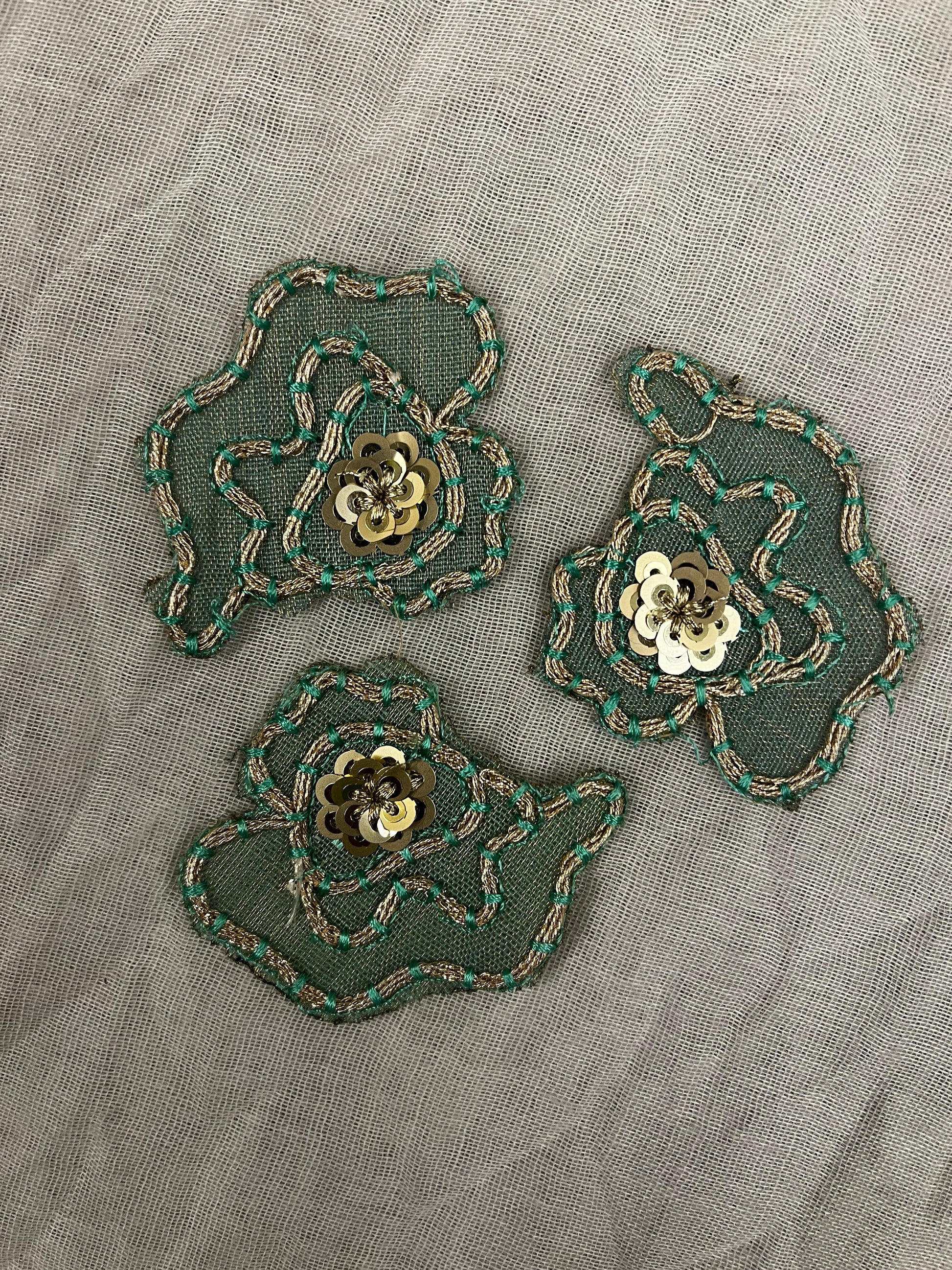 Teal Floral with Sequin Center patch