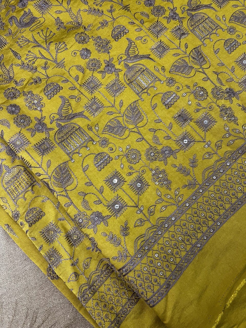 Multi-Color Floral Thread and Sequin Work