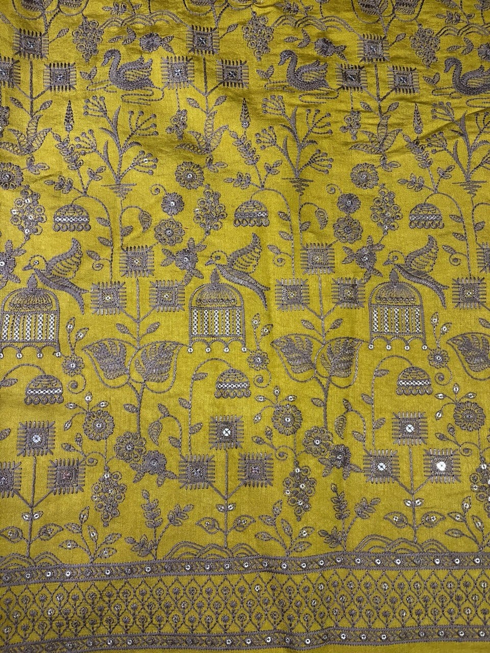 Multi-Color Floral Thread and Sequin Work