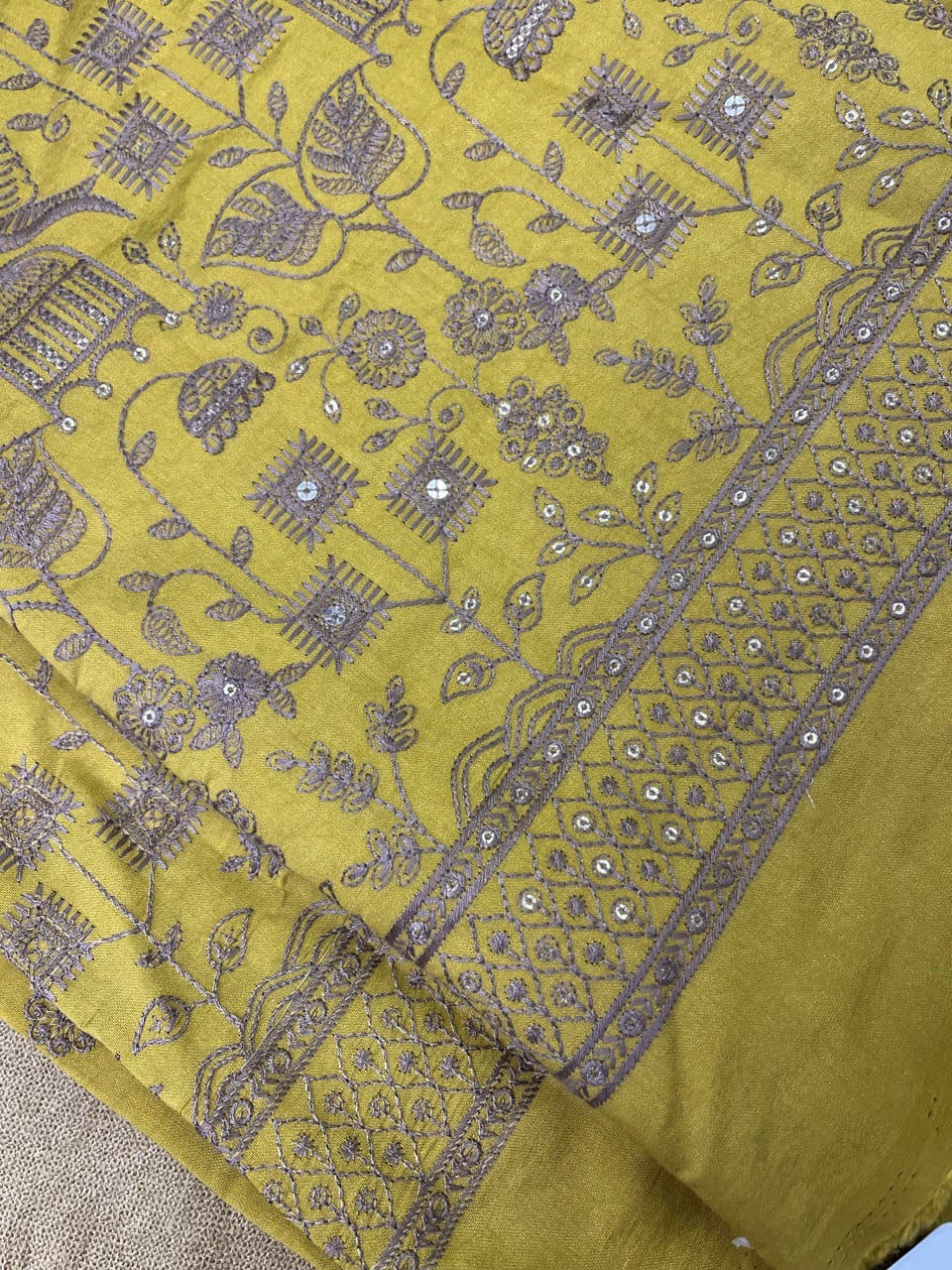 Multi-Color Floral Thread and Sequin Work